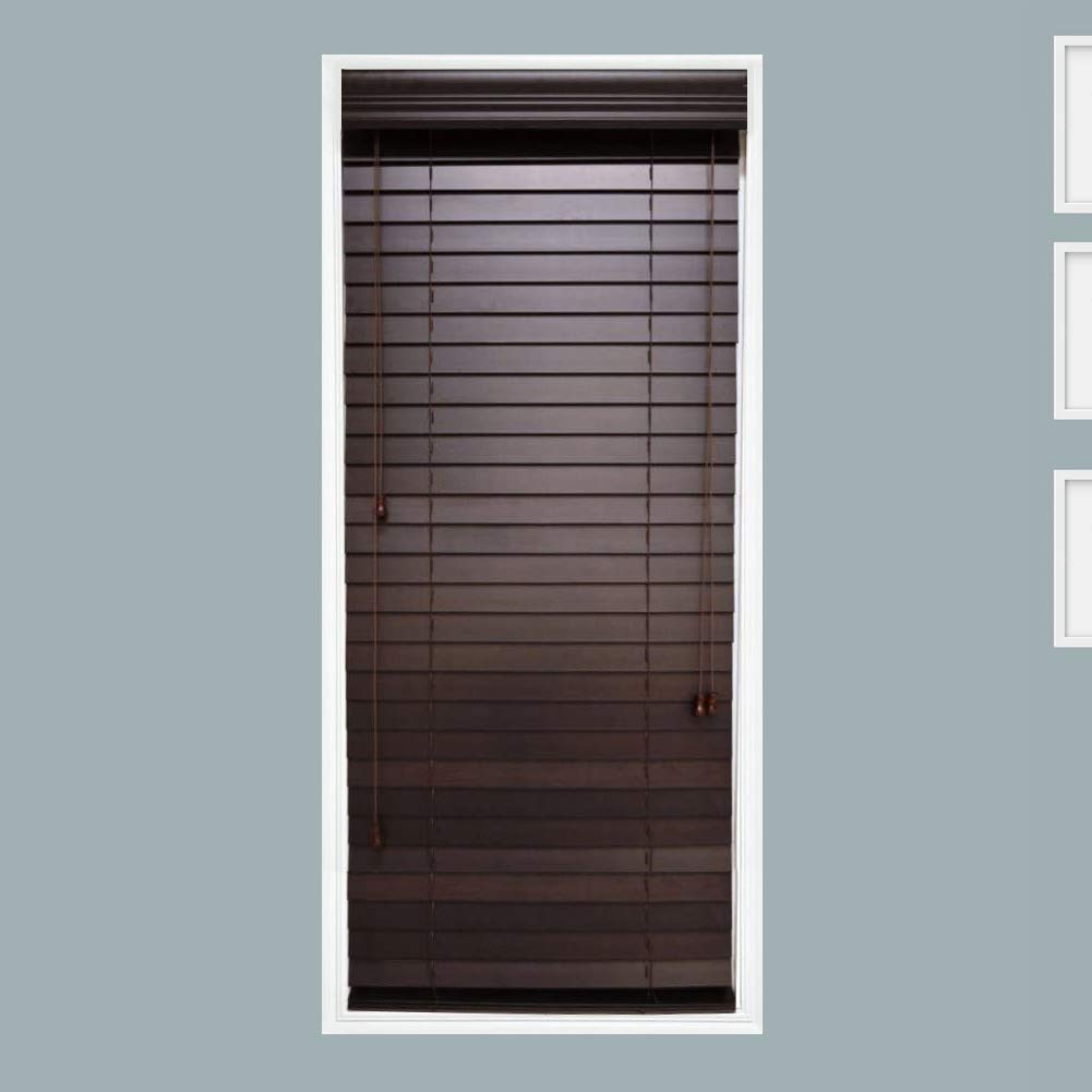 Custom Made Faux Wood Horizontal Window Blinds - 2 Inch Slats in Espresso (Dark Brown) | Inside/Outside Mount | Corded & Cordless Options | Perfect for Living Room, Bedroom & Office Windows