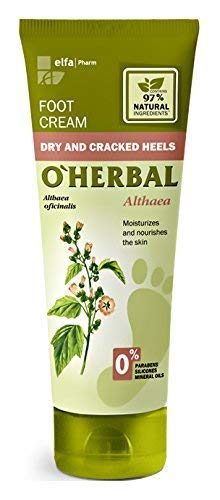 O'Herbal 3037 Foot Cream for Dry & Cracked Heels - 75ml with Althaea Extract - Intensive Moisturizing & Repairing - Perfect for Cracked Heels, Rough Skin & Night Foot Care