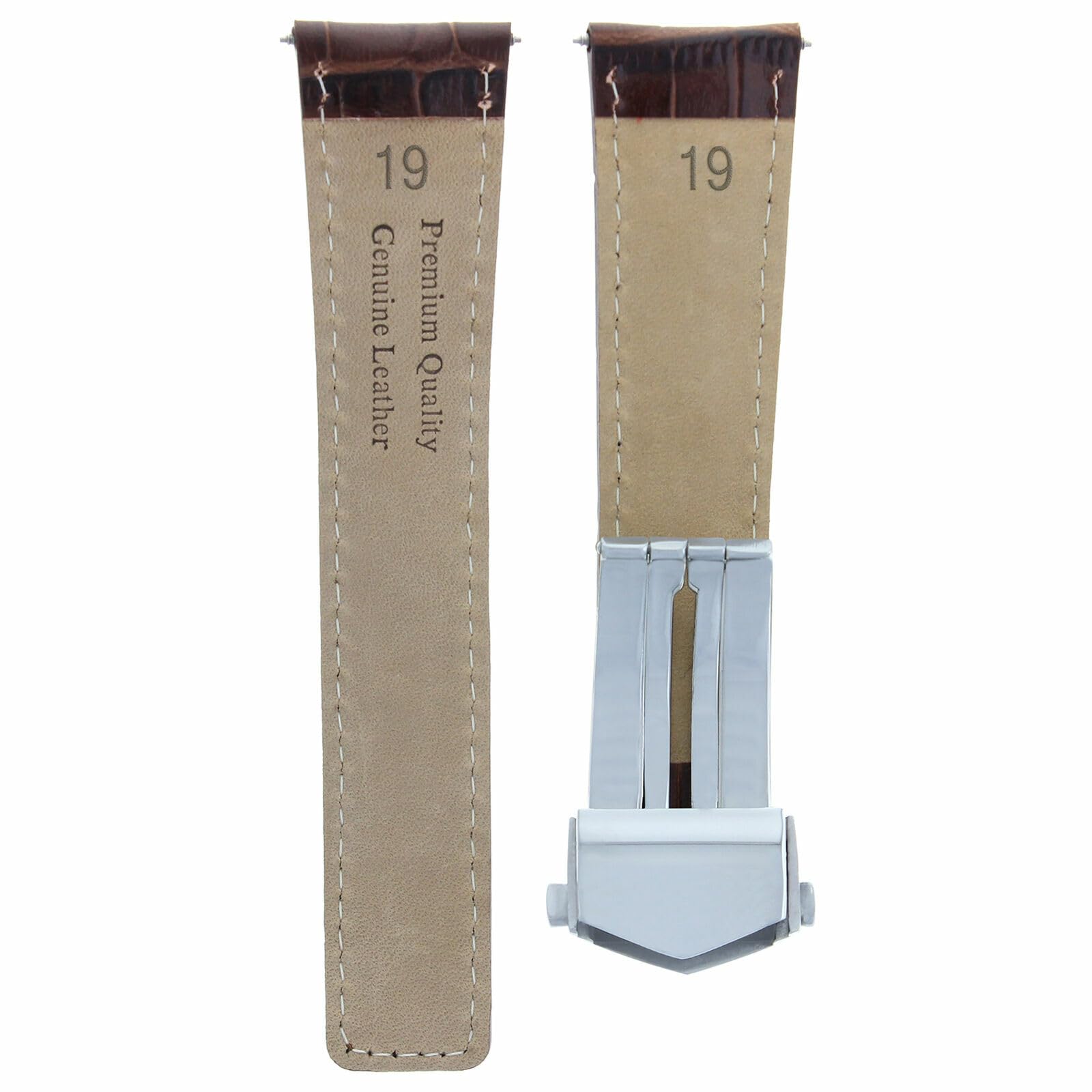 19mm Leather Watch Band for Tag Heuer Carrera - Brown Strap Replacement for Twin Time Calibre 7 | Dress & Casual Wear