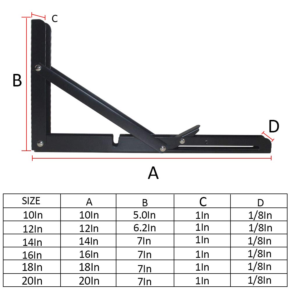 Heavy Duty Folding Shelf Brackets 16 Inch 4PCS - Space Saving Wall Mount for DIY Shelves & Tables (Max Load 150lb) - Perfect for Garage & Kitchen Storage