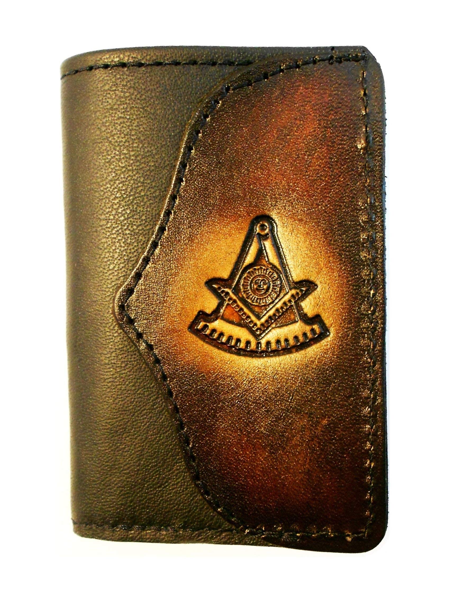 Handmade Genuine Leather Trifold Wallet for Men - Past Master Masonic Mason Gift - Perfect for Everyday Use, Travel & Gifting