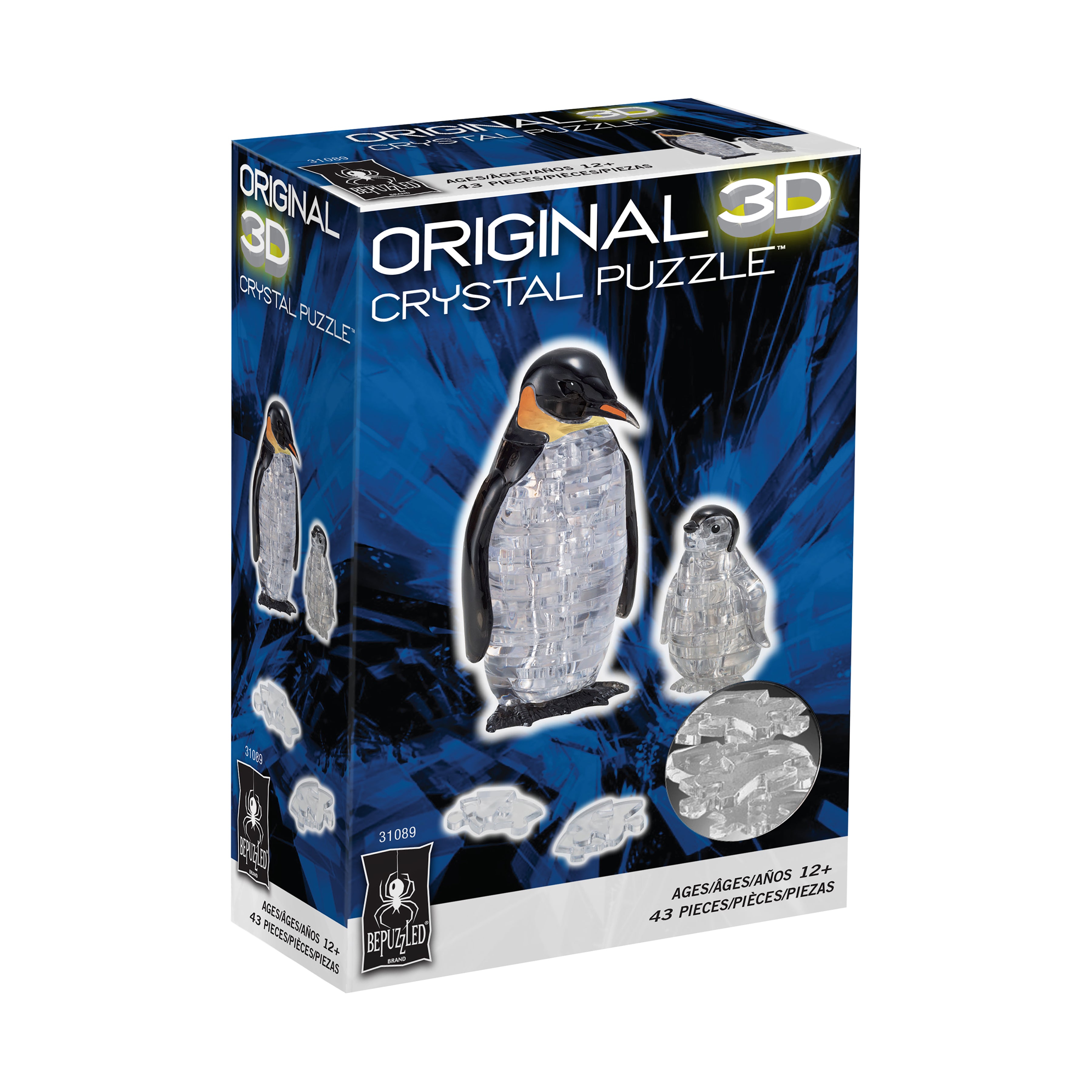 3D Crystal Puzzle - Penguin and Baby: 43-Piece Challenging Brain Teaser for Adults & Kids | Fun Family Game Night Activity & Educational STEM Toy