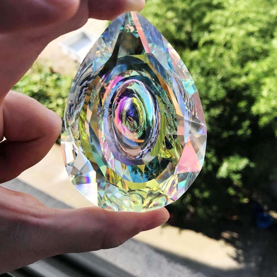 H&D HYALINE & DORA Crystal Suncatcher Rainbow Maker - Premium Hanging Window Prism Decor for Home & Office - Creates Beautiful Rainbows in Sunlight
