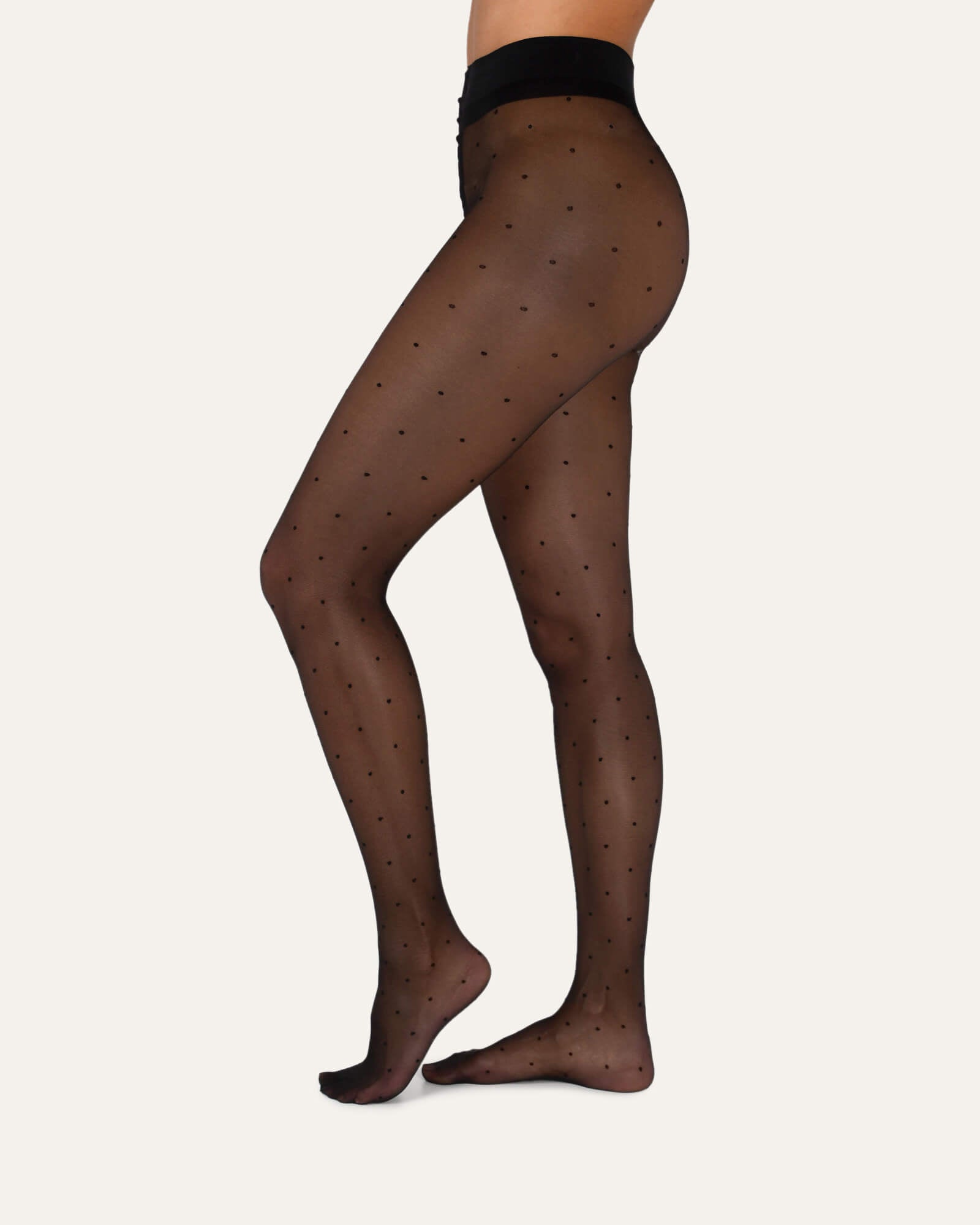 Levante Sienna Sheer Spot Tights - Black | Comfortable & Stylish Women's Tights for Everyday Wear, Office, or Special Occasions