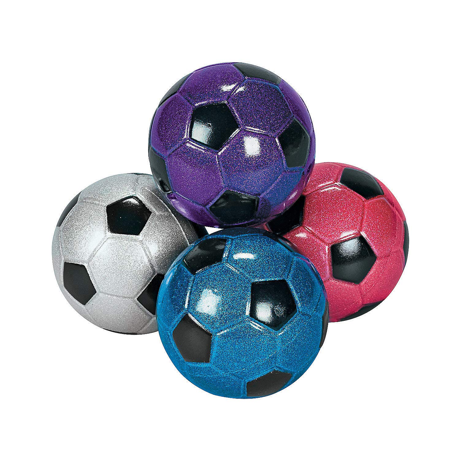 Fun Express Metallic Soccer Ball Handballs - 24-Piece Set for Kids Sports & Play - Perfect for Birthday Parties, Team Events & Outdoor Games