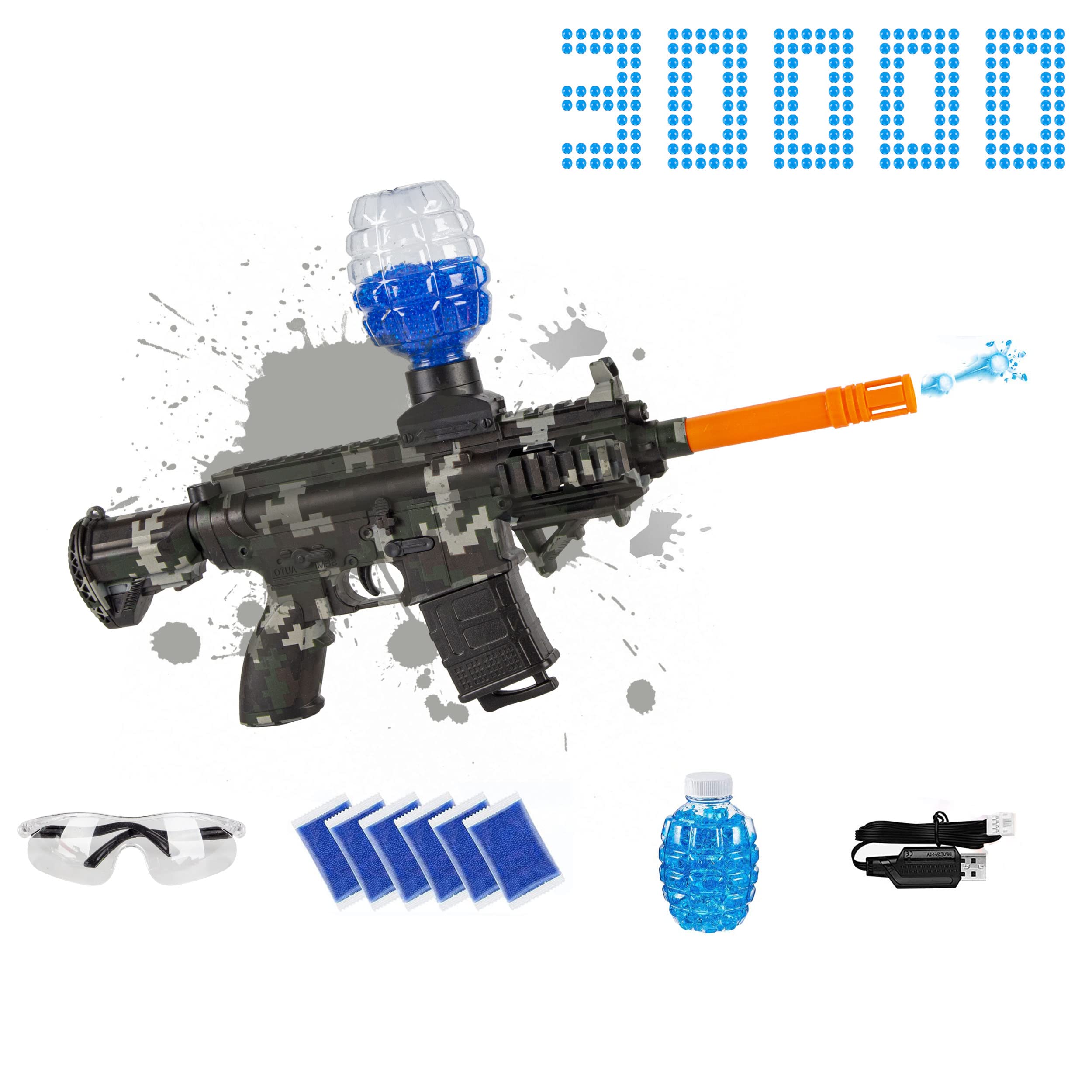 **M416 Gel Blaster Splat Gun - Splatter Ball Gun with 30,000 Water Gel Beads & Safety Goggles | Outdoor Team Games, Backyard Battles, Birthday Gifts for Teens, Boys & Girls**