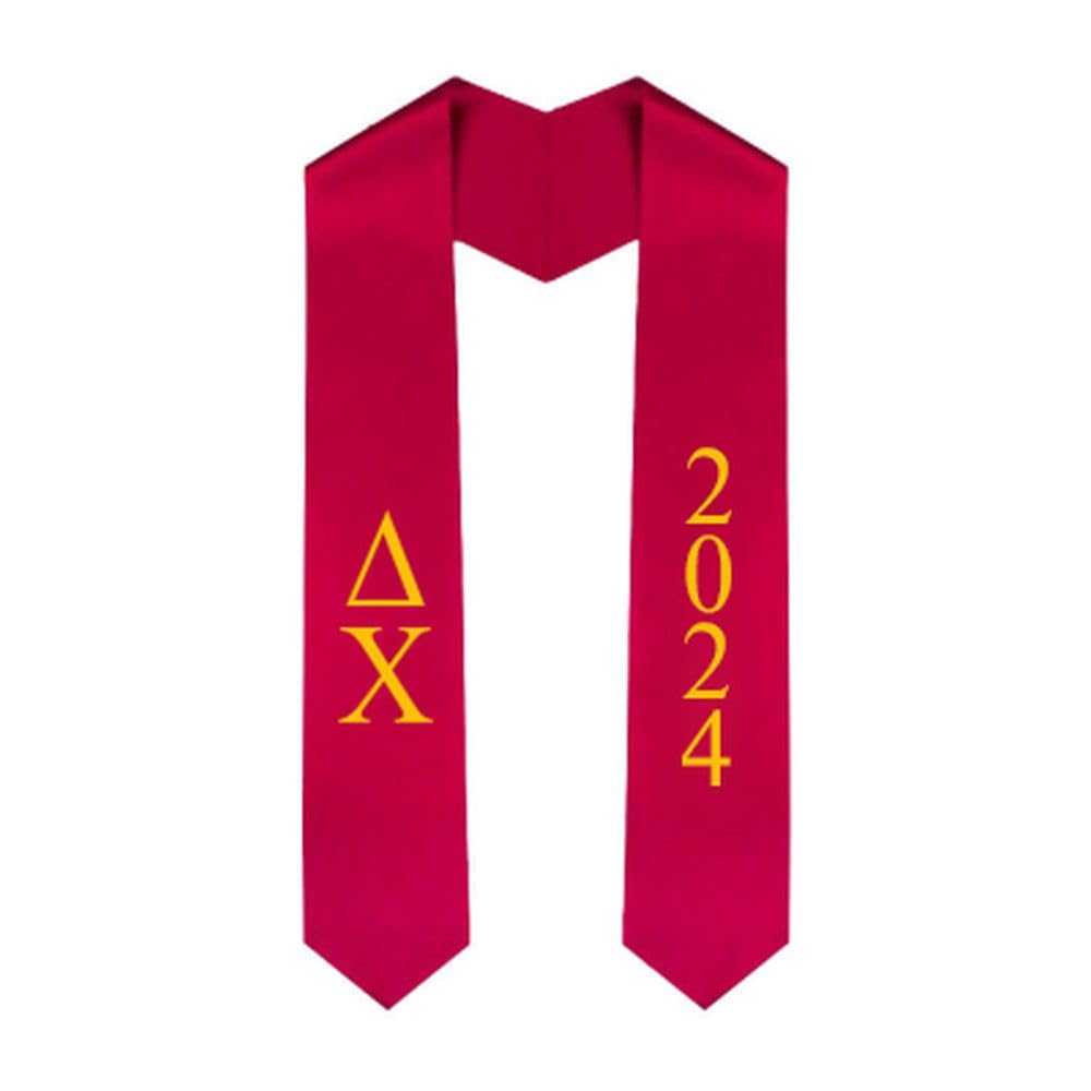 Custom Delta Chi Greek Lettered Graduation Stole Sash with Year - Perfect for Fraternity Graduation Ceremonies, Greek Life Events & College Commencements