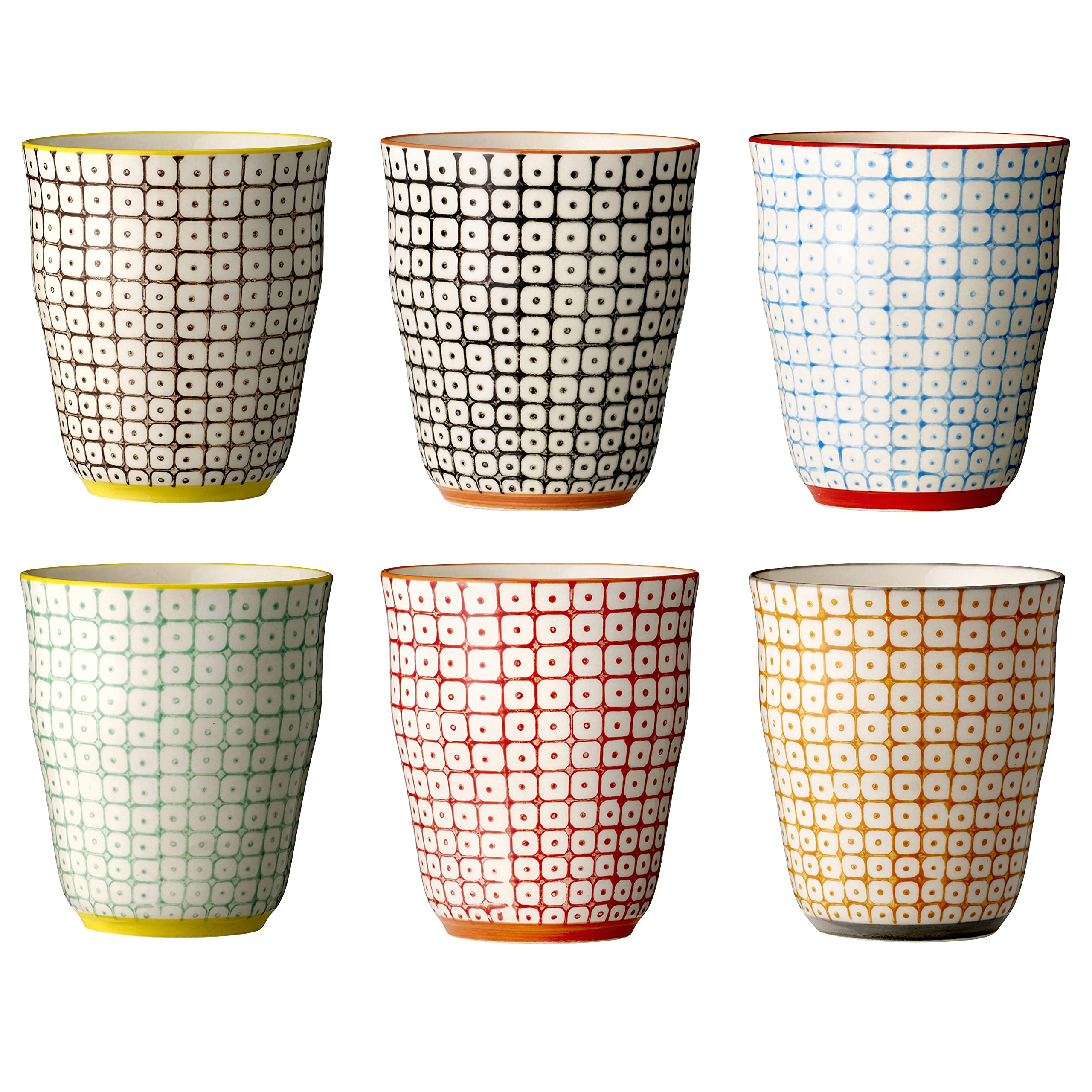 Bloomingville Carla Ceramic Coffee Mugs Set of 6 - 8.5 x 9.5 cm Handmade Stoneware Cups for Tea, Hot Chocolate & Breakfast - Perfect for Home, Office & Gifts