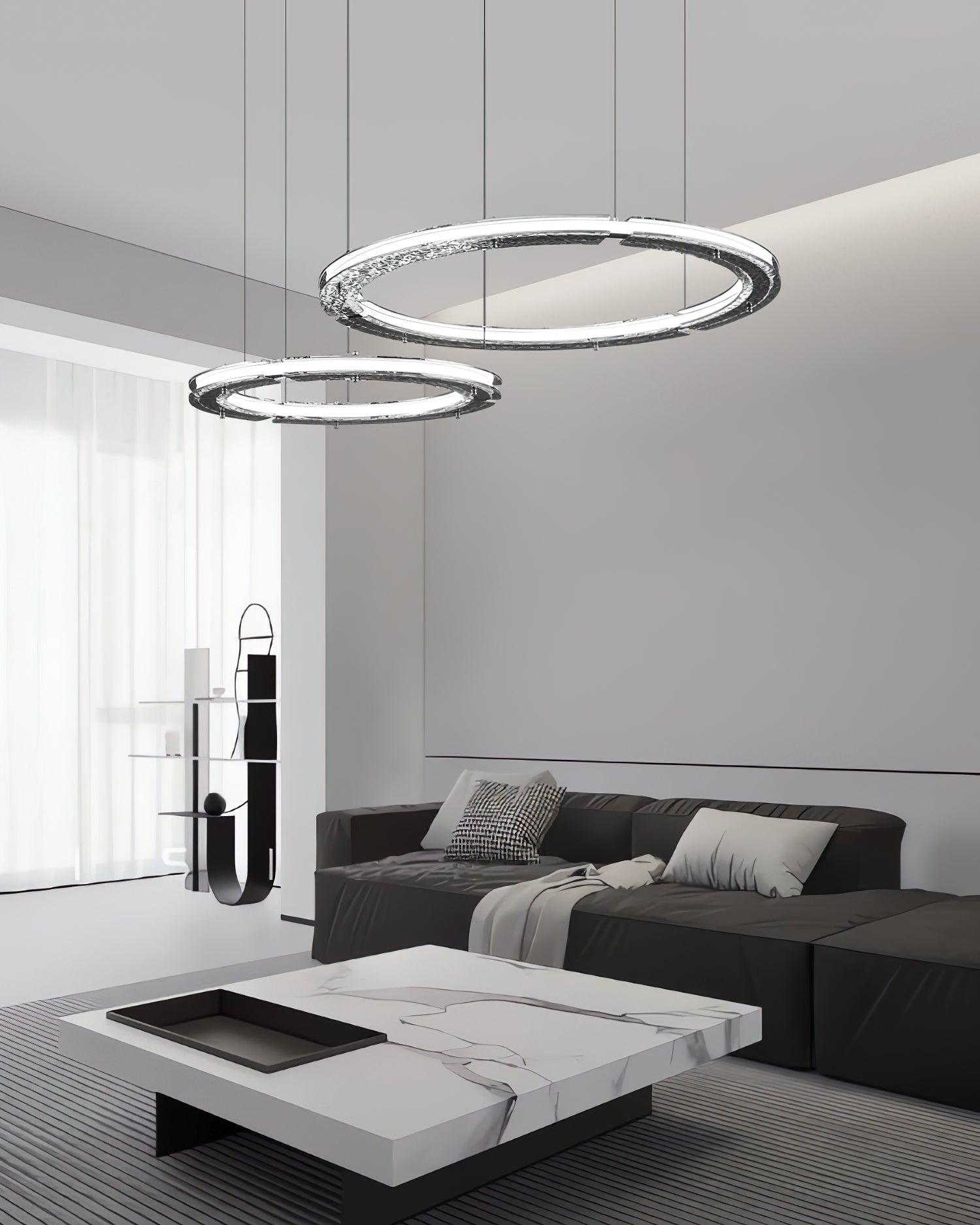 Celestial Rings Chandelier - Elegant Crystal Ceiling Light Fixture for Dining Room, Bedroom & Living Room Decor | Modern Home Lighting Solution for Weddings & Interior Design
