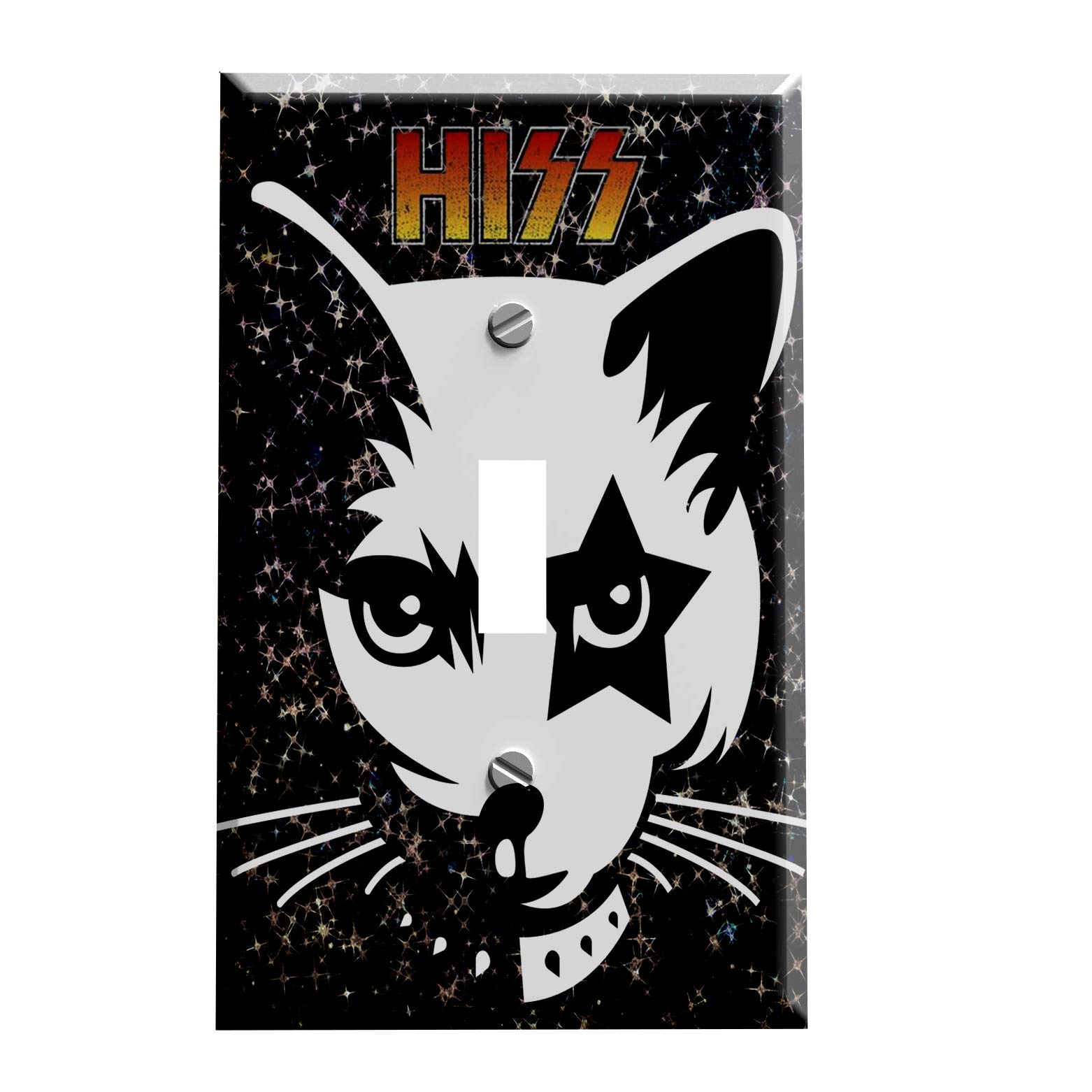 Rock and Roll Hiss Cat Light Switch Cover - Single Toggle Switch Plate for Home Decor, Music Lovers & Cat Enthusiasts - Perfect for Bedroom, Living Room, or Music Studio Decoration