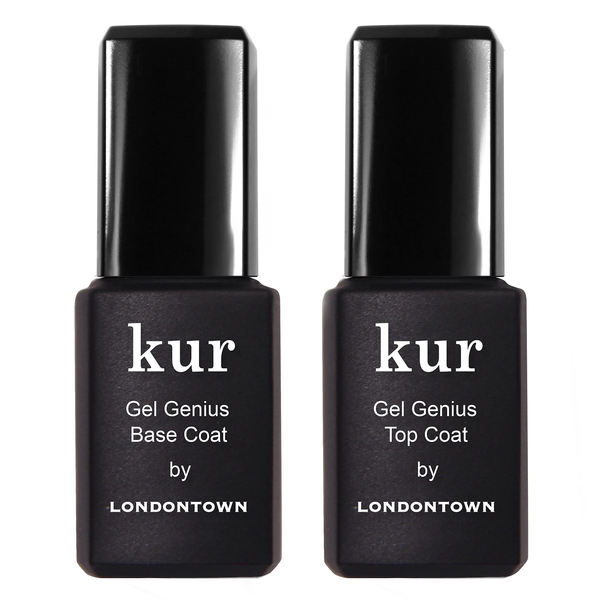 LONDONTOWN Kur Gel Genius Gel-Like Nail Polish Set - Long Lasting Base Coat & Top Coat Kit for Salon-Quality Manicures at Home | Perfect for Weddings, Parties & Special Occasions