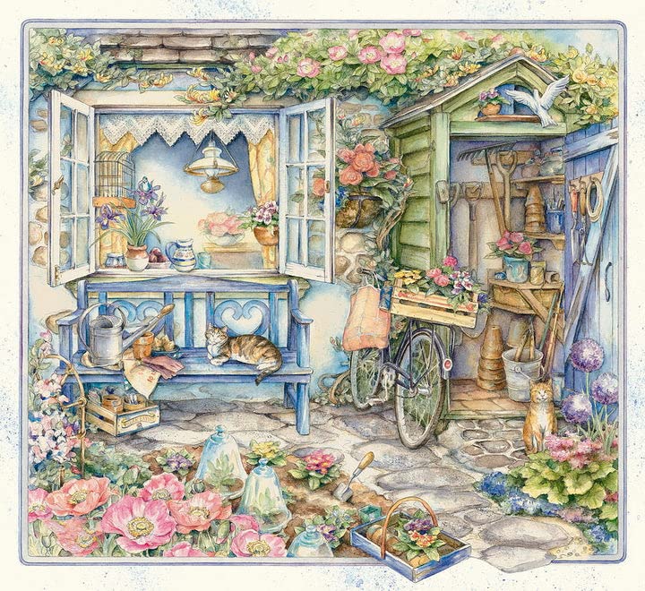 500 Piece Jigsaw Puzzle for Adults - Blue Garden Bench Wooden Puzzle, Large Puzzle Game for Kids & Adults, Stress Relief & Relaxation | Perfect for Family Bonding, Party Games & Home Decor