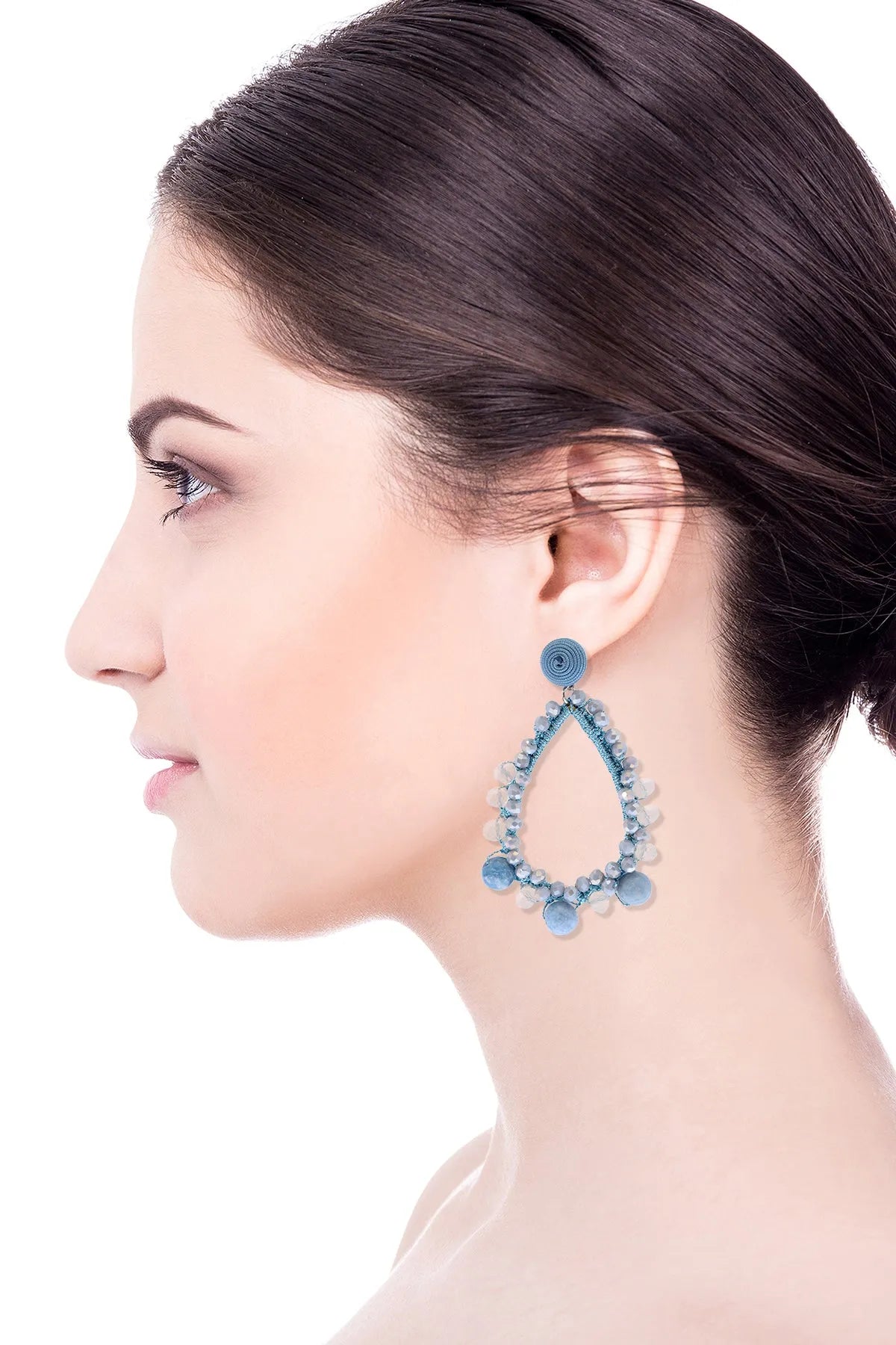Sparkling Crystal Beaded Thread Hoop Earrings for Women - Elegant Dangle Earrings for Party, Wedding & Everyday Wear