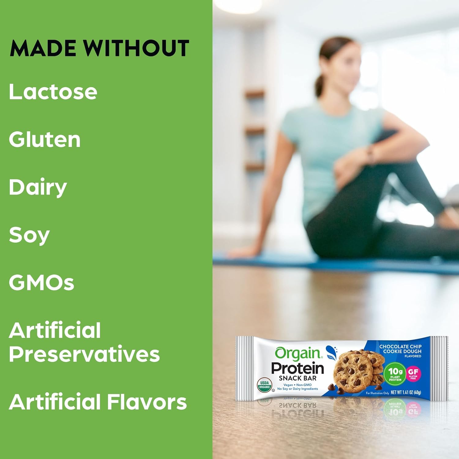 Orgain Organic Vegan Protein Bars, Chocolate Chip Cookie Dough - 10g Plant-Based Protein, Low Calorie Healthy Snacks, Gluten Free, Non-GMO, No Lactose or Soy (Pack of 12) - Perfect for Post-Workout Recovery, On-the-Go Energy & Keto Diet Snacking