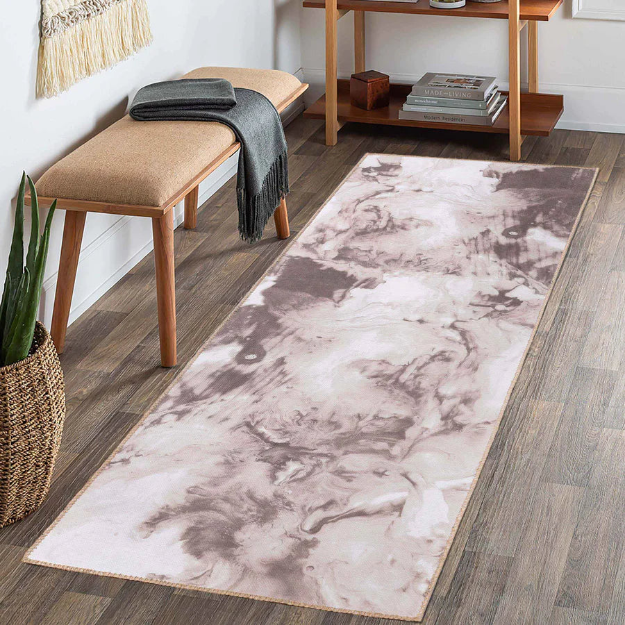 Yuma Abstract Marble Pattern Non-Slip Indoor Area Rug & Runner - Perfect for Living Room, Bedroom, or Hallway Decor