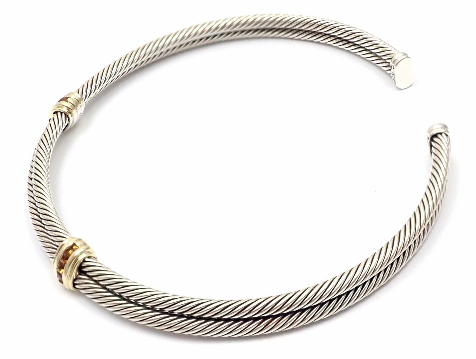 Authentic David Yurman 14k Gold & Silver Citrine Double Cable Collar Necklace | Luxury Jewelry for Women, Perfect for Date Night & Special Occasions