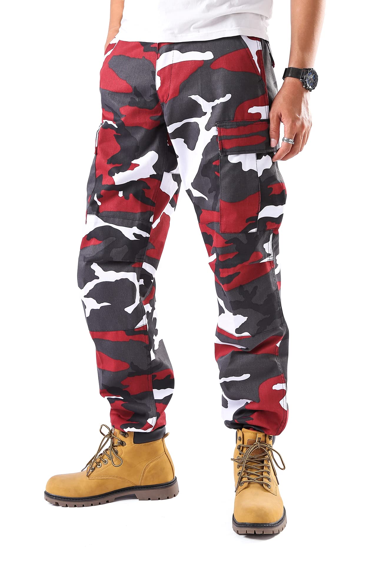 Men's Casual Camouflage Cargo Pants - Army Military BDU Tactical Pants for Outdoor Hiking, Camping & Workwear