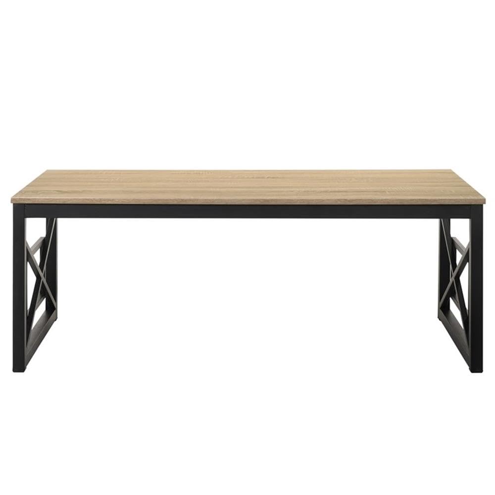 Olive Metal Coffee Table Set - 2-Piece Oak & Black for Living Room