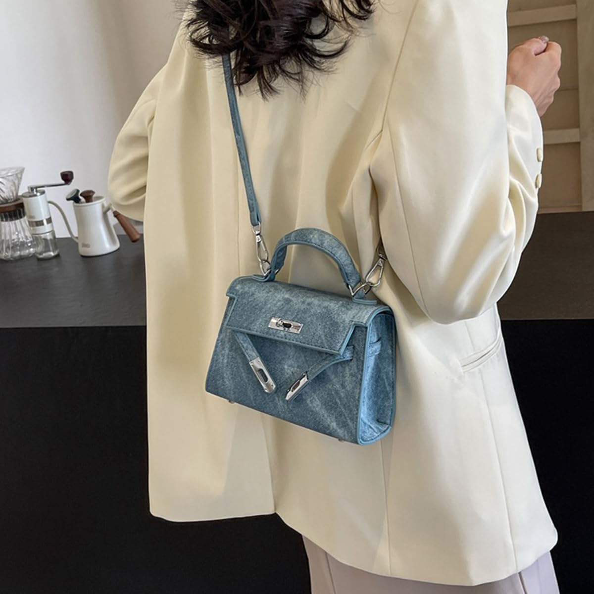 Stylish Women's Designer Small Leather Top Handle Satchel with Detachable Shoulder Strap - Crossbody Bag for Work, Travel & Everyday Use