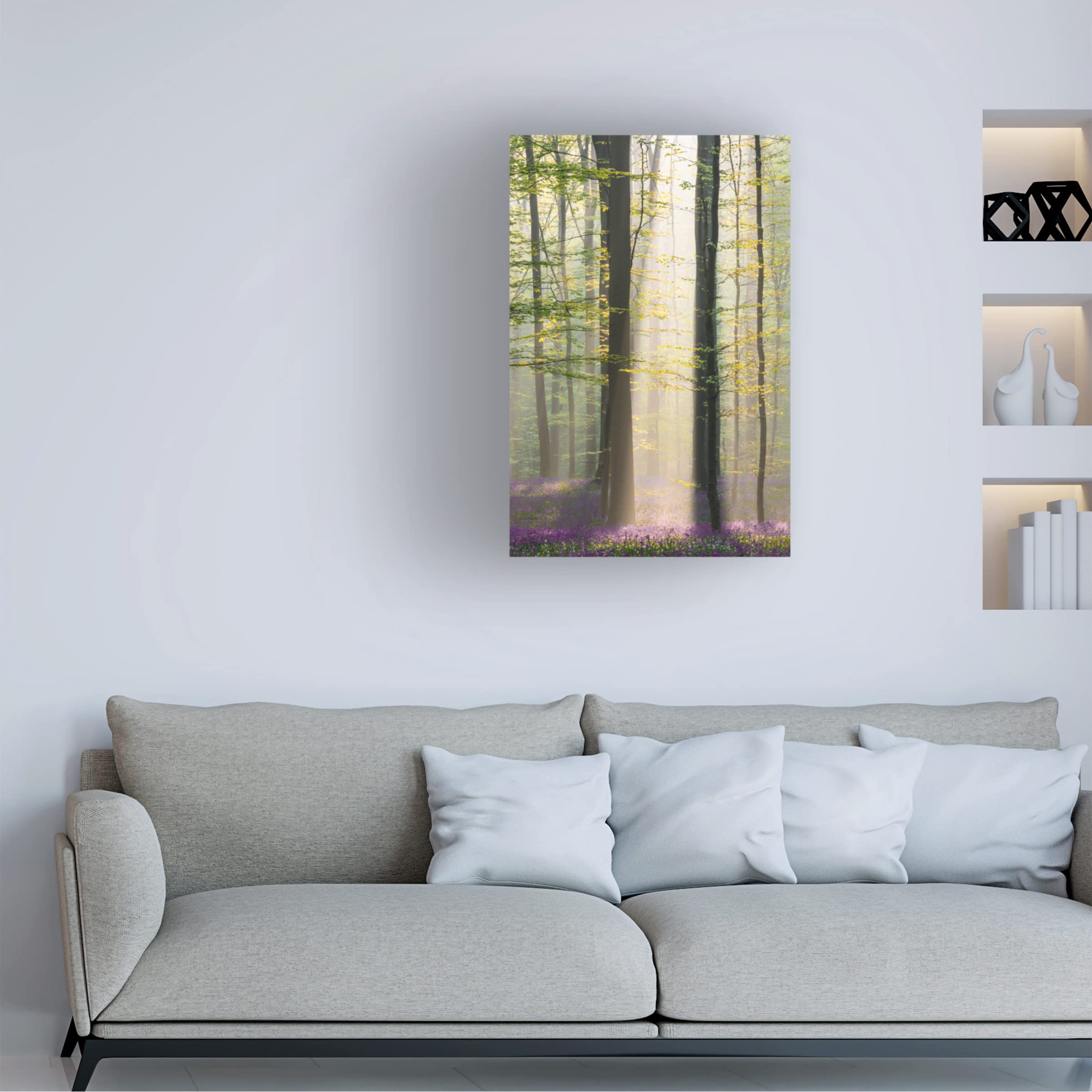Denisa Vlaicu 'Misty Sunrise In Hallerbos' Canvas Wall Art Print - Stunning Nature Landscape Painting for Living Room, Bedroom & Office Decor
