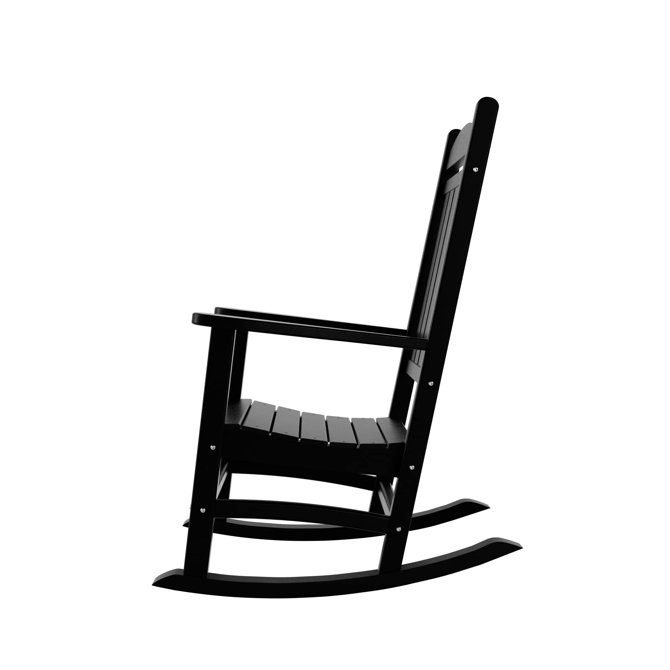 WO Home Furniture 2-Piece HDPE Outdoor Patio Rocking Chair Set - Traditional Style Rocking Chairs for Garden, Porch & Backyard (Black) - Perfect for Relaxing, Reading & Enjoying Nature