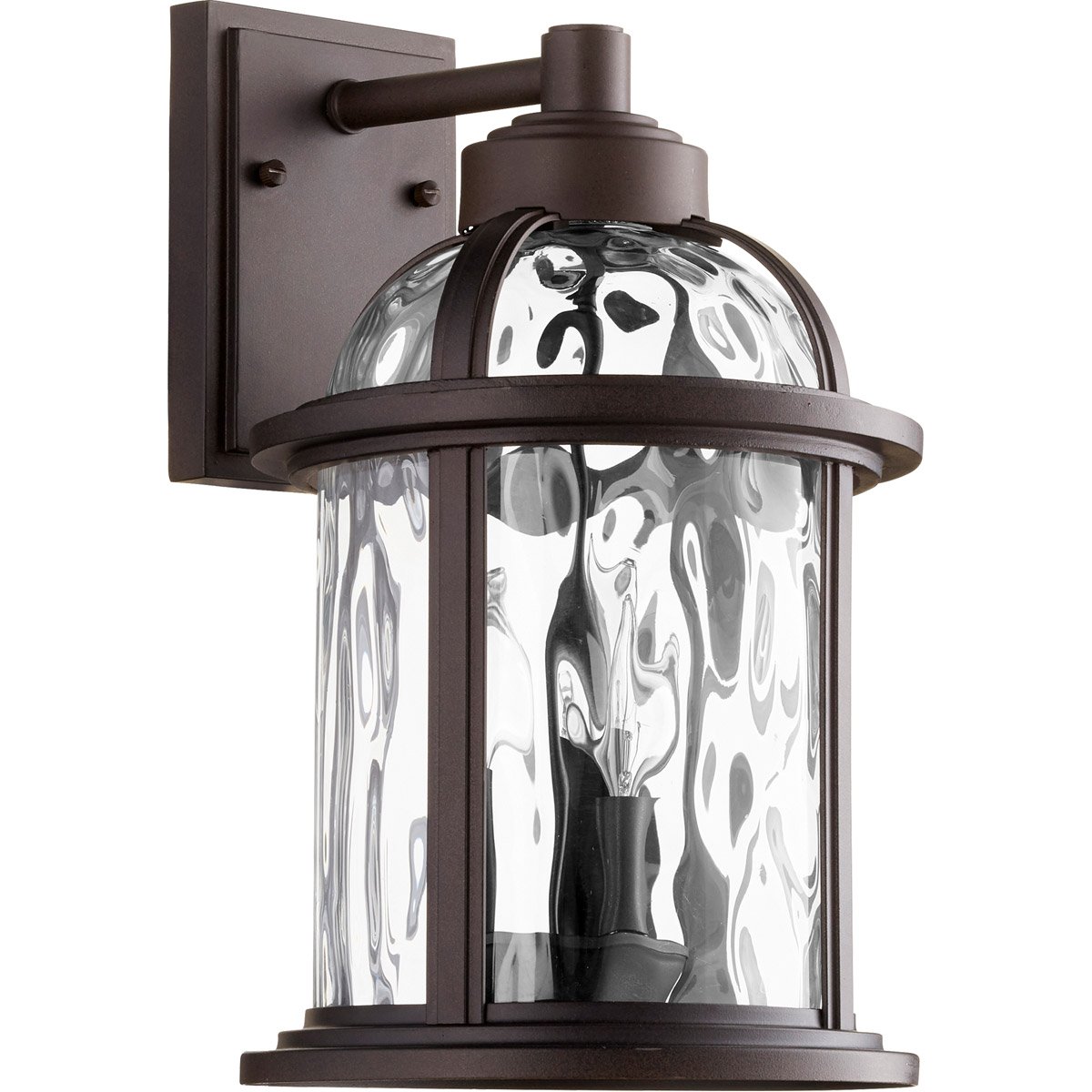 Vintage Oiled Bronze Wall Sconces - 9 Inch Wide with Clear Hammered Glass Shade - 3 Light Fixture for Bedroom, Living Room & Hallway Lighting