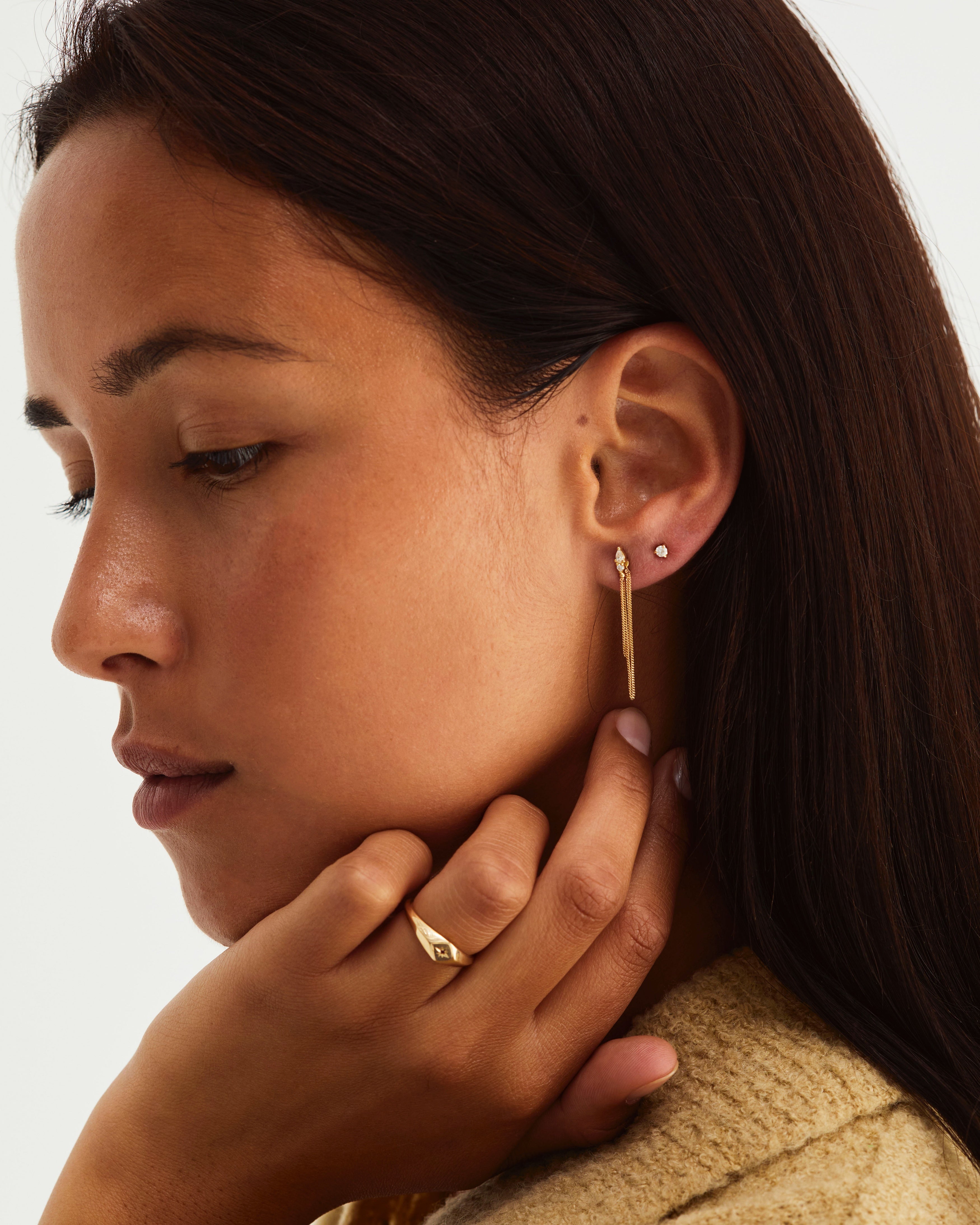 Danaë Loop Stud Earrings with Genuine Diamonds | Elegant & Timeless Jewelry for Women | Perfect for Weddings, Parties & Everyday Wear