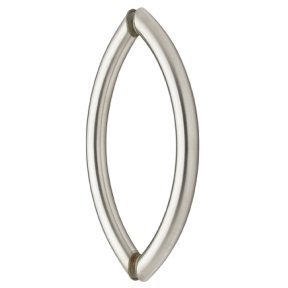 8 Inch Brushed Nickel Rockwell Security Mont Hard Back to Back Crescent Handle Pull for Frameless Shower Doors - Durable Commercial & Residential Use for Bathroom, Spa, and Luxury Glass Installations
