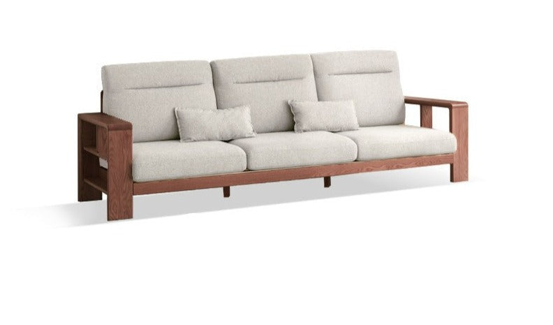 Premium Oak Solid Wood Sectional Sofa Set - Modern L-Shaped Couch with Storage for Living Room, Lounge & Family Room - Durable Hardwood Furniture for Home Decor