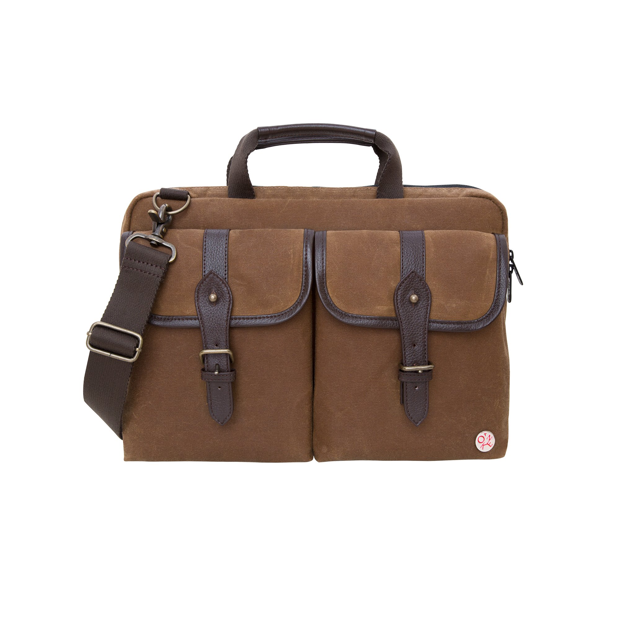 Waxed Knickerbocker 13 Inch Laptop Bag - Field Tan & Dark Brown Waterproof Messenger Bag for Men & Women | Perfect for Work, Travel & College