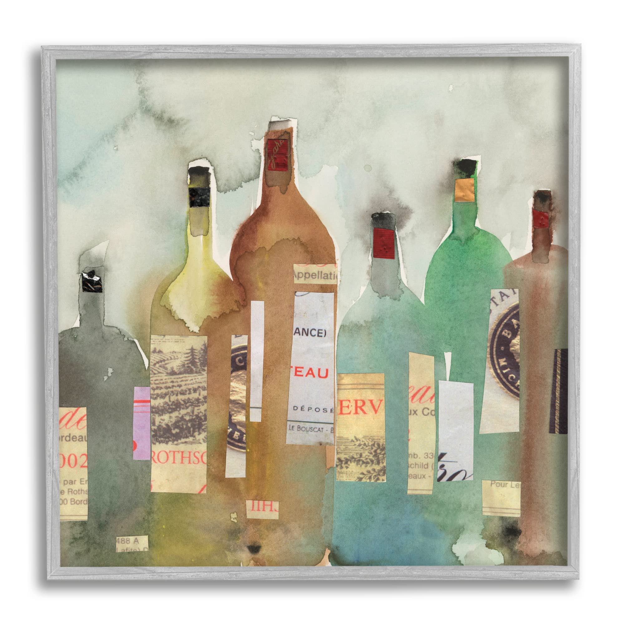 Stupell Industries Classic Wine & Liquor Bottles Watercolor Collage Wall Art - Samuel Dixon Design - Perfect for Home Bar Decor, Kitchen Wall Art & Dining Room Accent