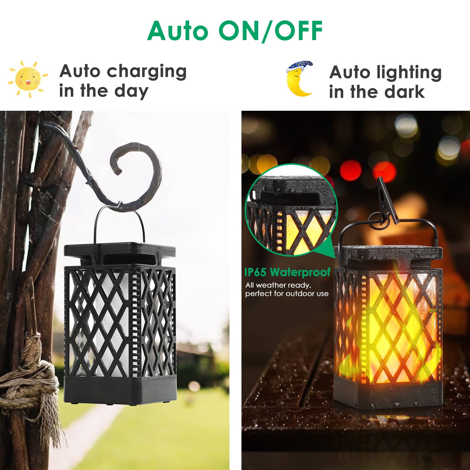 TomCare Solar Lights Outdoor - Flickering Flame Decorative Solar Lantern, Waterproof Garden Lights with Auto On/Off from Dusk to Dawn - Perfect for Patio, Yard, Pathway, and Outdoor Decor