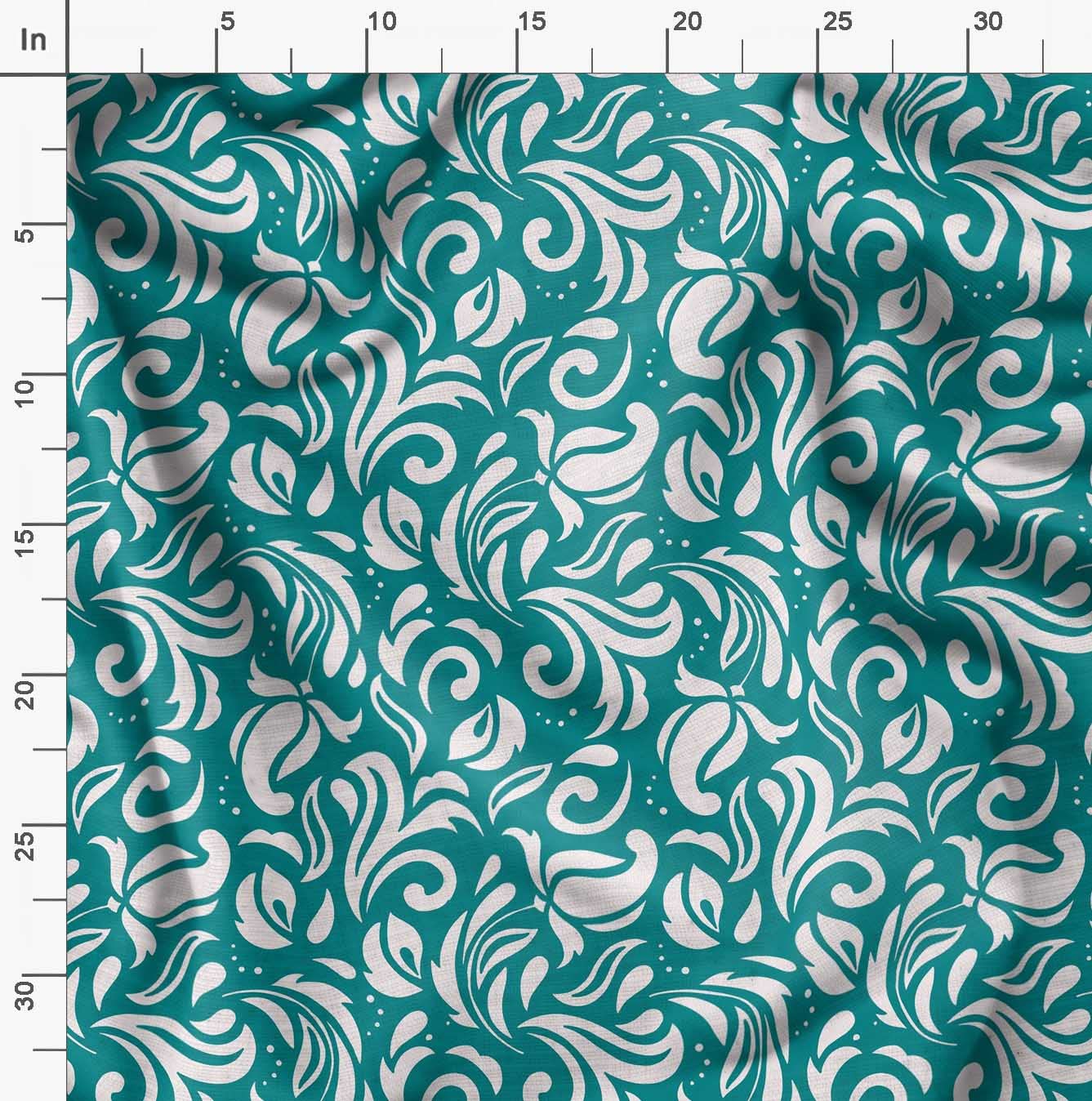 Soimoi Moss Green Georgette Fabric by The Yard - 42 Inch Wide Filigree Damask Print Material - Delicate & Elegant Printed Fabric for Dresses, Scarves & Home Decor Projects