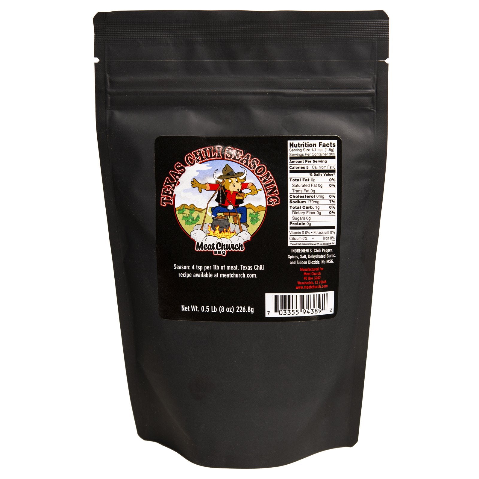 Meat Church Texas Chili Seasoning - Premium Spice Blend for Authentic Texas-Style Chili - Perfect for BBQ, Grilling, and Slow Cooking
