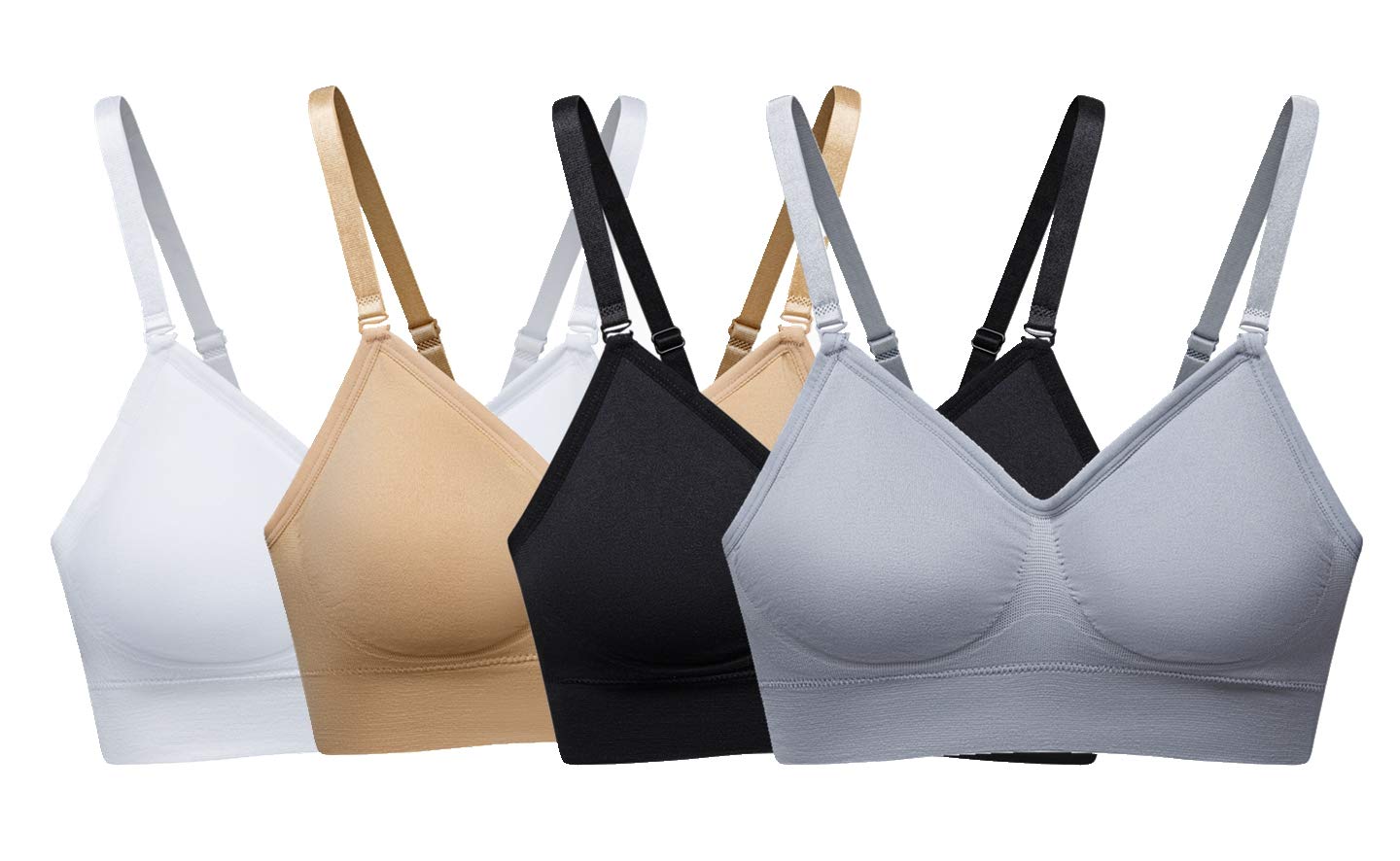 Women's Seamless Comfort Sports Bra - Medium Support Workout & Yoga Bras for Hiking, Running, Gym - Moisture Wicking & Breathable Activewear (Pack)