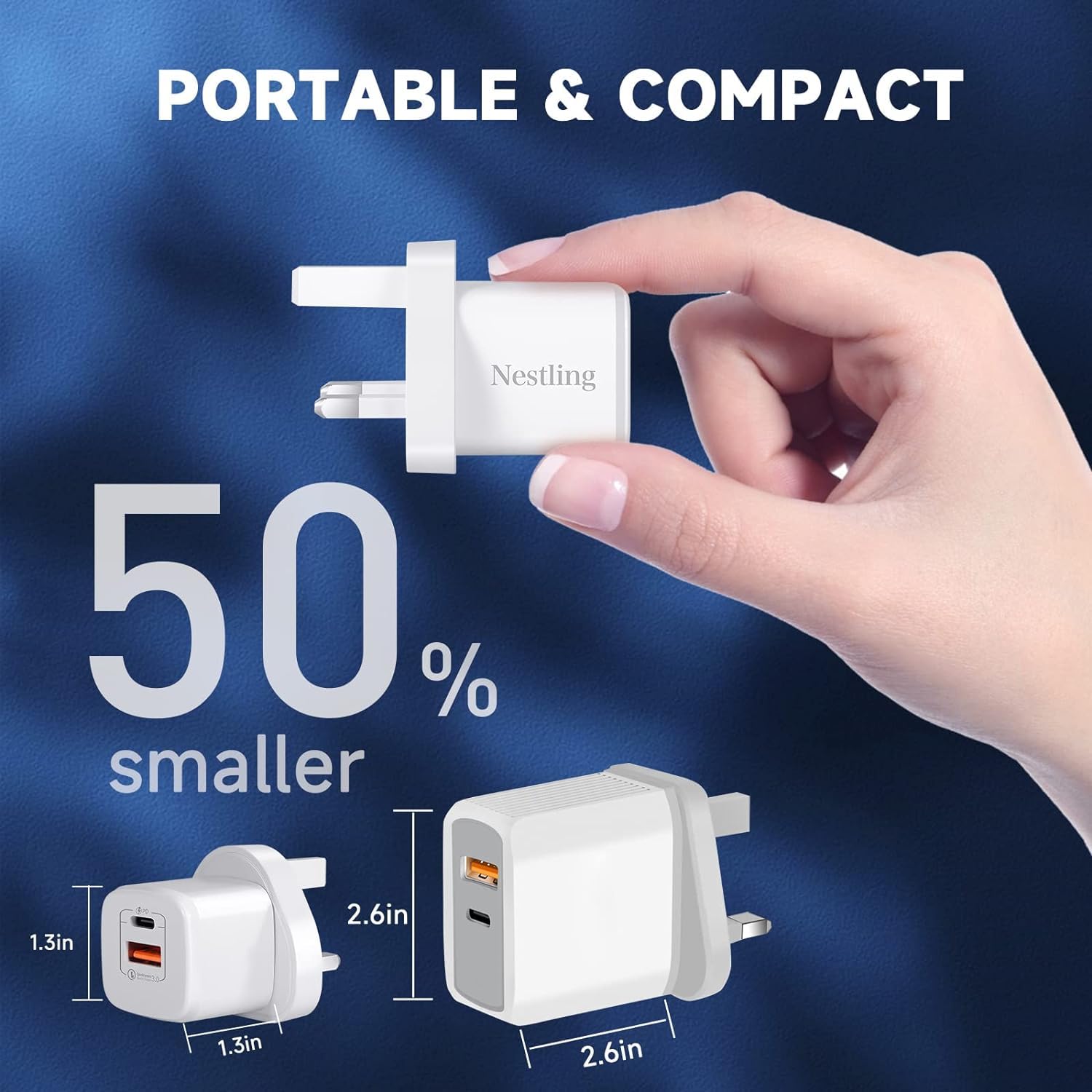 20W USB C Fast Charger Plug - Dual Port PD & QC 3.0 Wall Charger for iPhone 15/14/13/12/11/XS/XR/X/8, iPad Pro - Compact Travel Charger for Home, Office & Car Use