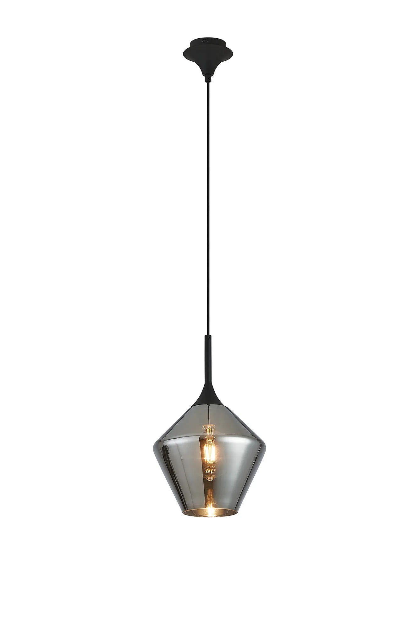 Benalla Single Pendant Light Fixture - Diamond Glass Shade with E27 Socket in Multiple Finish Options - Perfect for Dining Room, Kitchen Island or Bedroom Lighting
