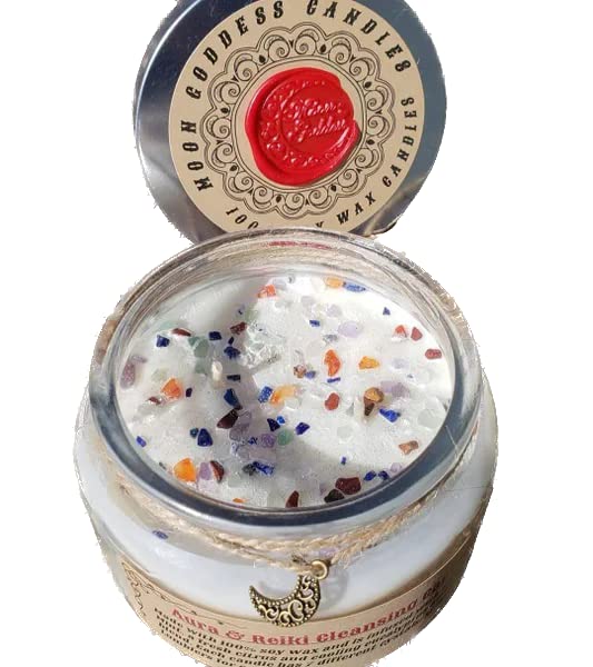 Energy Cleansing Soy Candle for Aura, Reiki & Chakra Balancing - Spiritual Gift for Mindful Living - Perfect for Meditation, Yoga & Home Relaxation