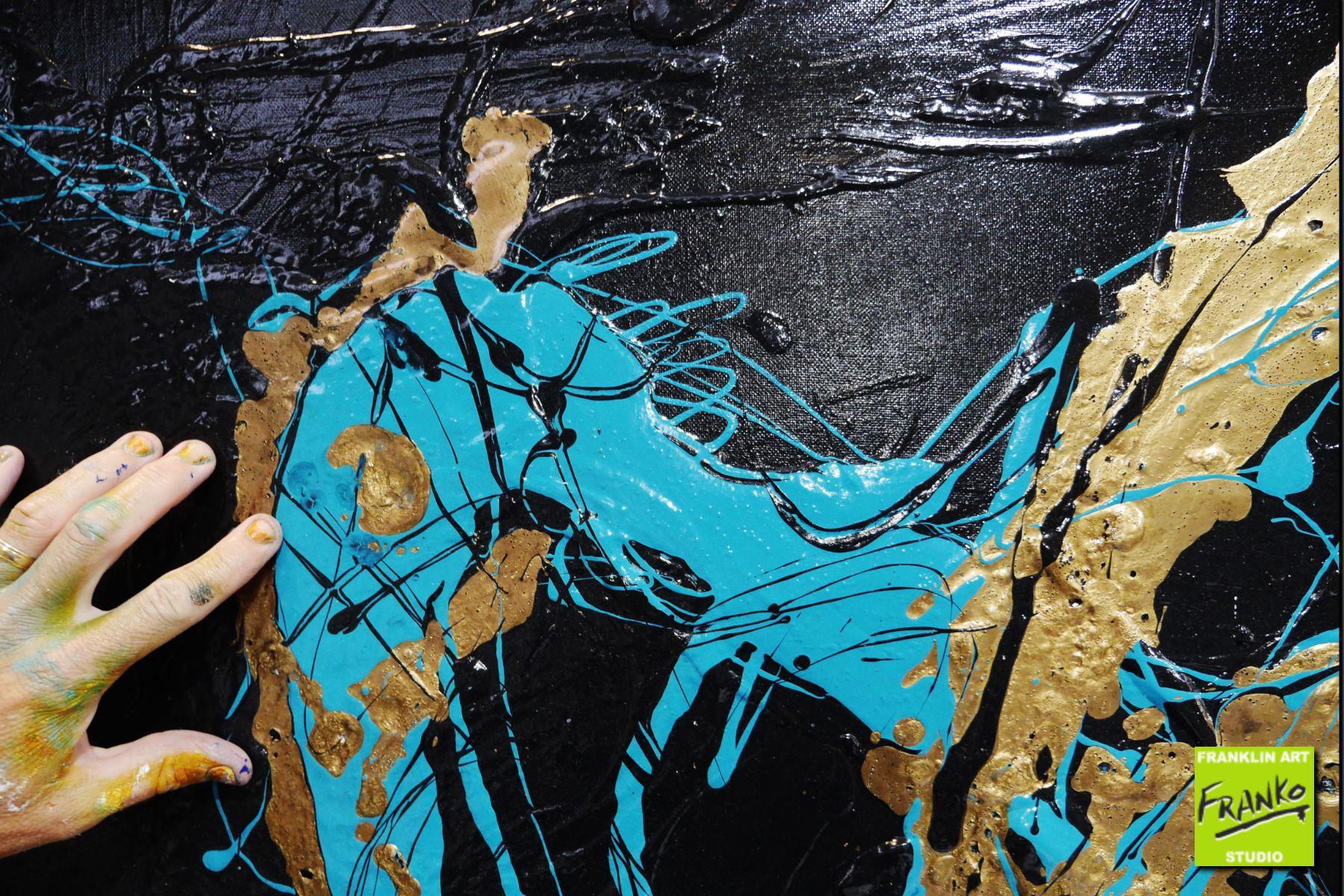 Jade Black Gold Textured Abstract Painting - 100cm x 100cm Modern Wall Art for Living Room, Bedroom & Office Decor | Jade Breath Collection