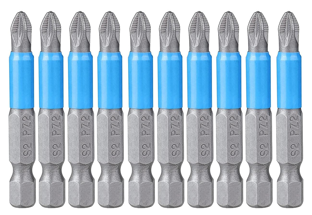 Saipor 10-Piece PZ2 Magnetic Screwdriver Bit Set - 50mm/2