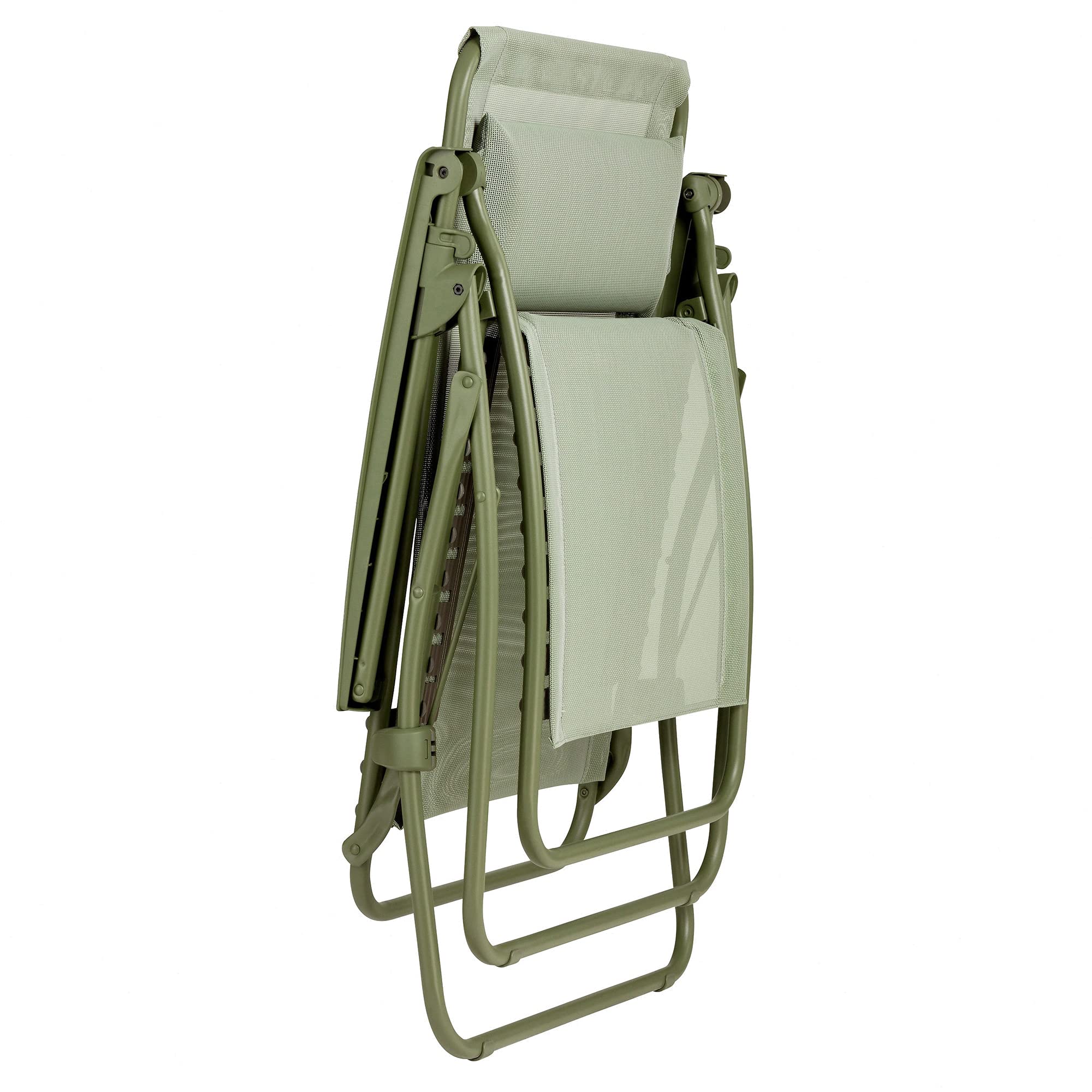 Lafuma R Clip Zero Gravity Chair - Adjustable Reclining Outdoor Lounge Chair with Headrest, Moss Green - Perfect for Patio, Backyard, Beach, and Camping Relaxation