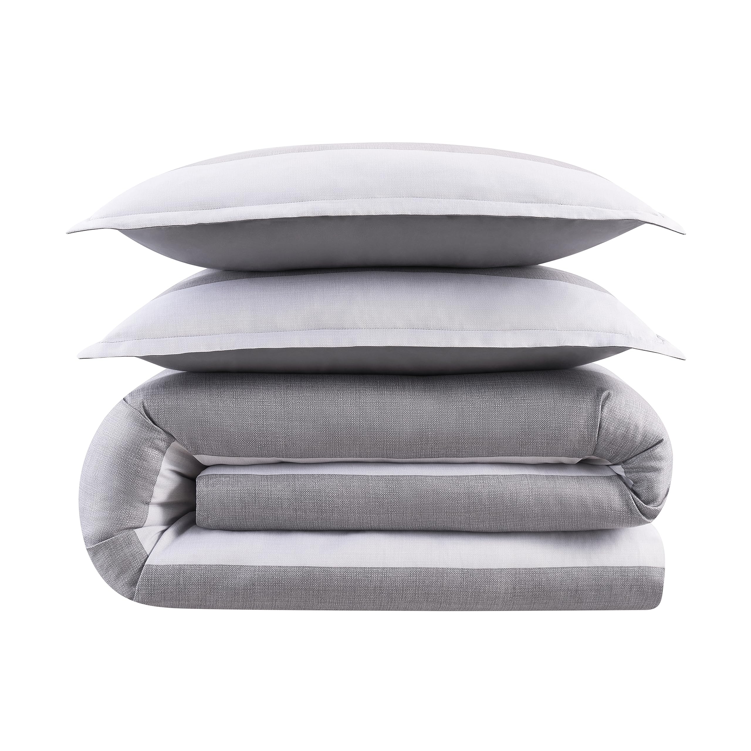 Serta Simply Clean Billy Soft Modern 2-Piece Jersey Striped Comforter Set with Pillowcase - All-Season Twin/Twin XL Grey Bedding - Perfect for Cozy Bedrooms, Guest Rooms & Dorm Decor