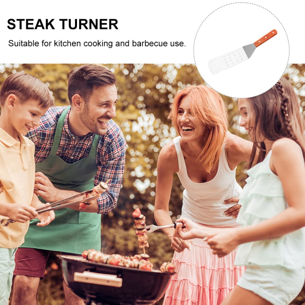 Premium Stainless Steel BBQ Spatula with Wood Handle - Heavy Duty Grill Turner for Steak, Fish & Burgers - Perfect for Outdoor Grilling, Backyard BBQ & Camping Cooking