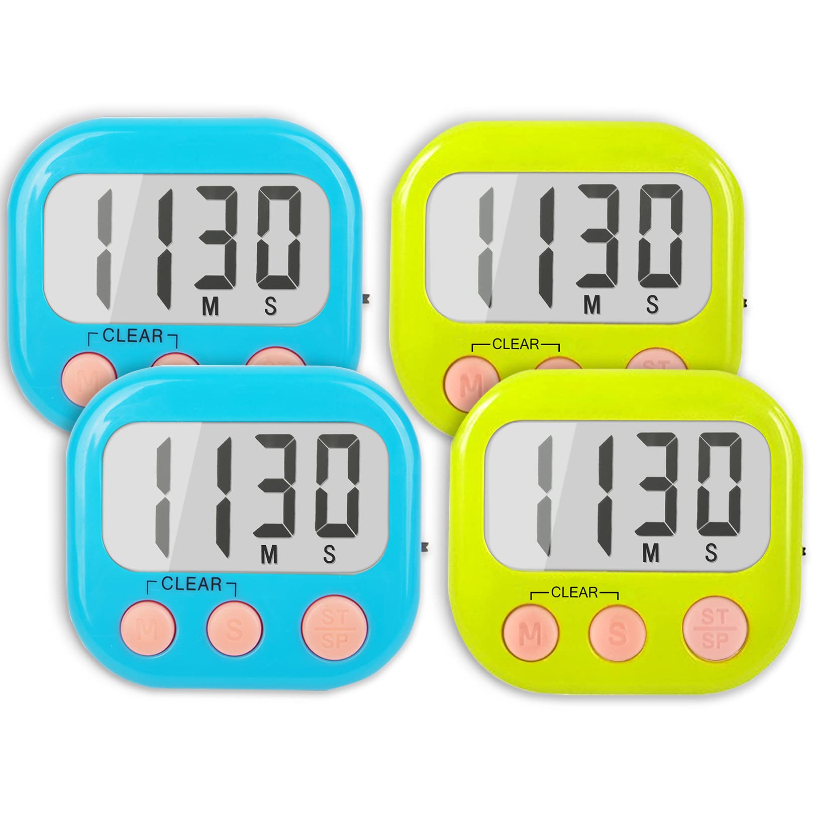 Large Magnetic Digital Timer 4 Pack - Countdown Clock for Classroom Teachers & Kids | Perfect for Time Management, Tests, Games and Learning Activities