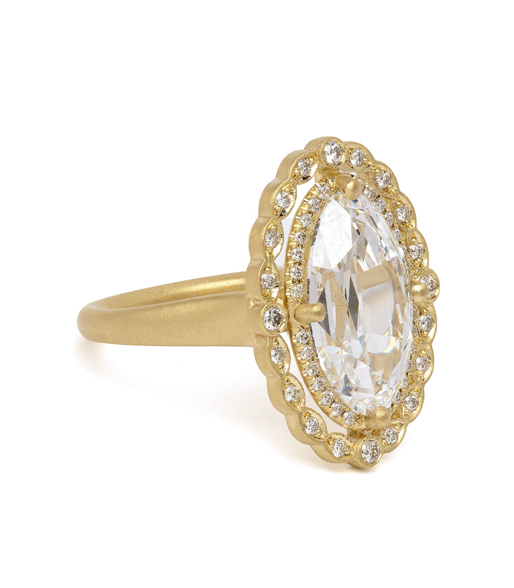 Lab Grown Diamond Engagement Ring - Antique Style Moval Cut for Women | Unique Vintage Wedding Jewelry Gift for Brides & Fiancées