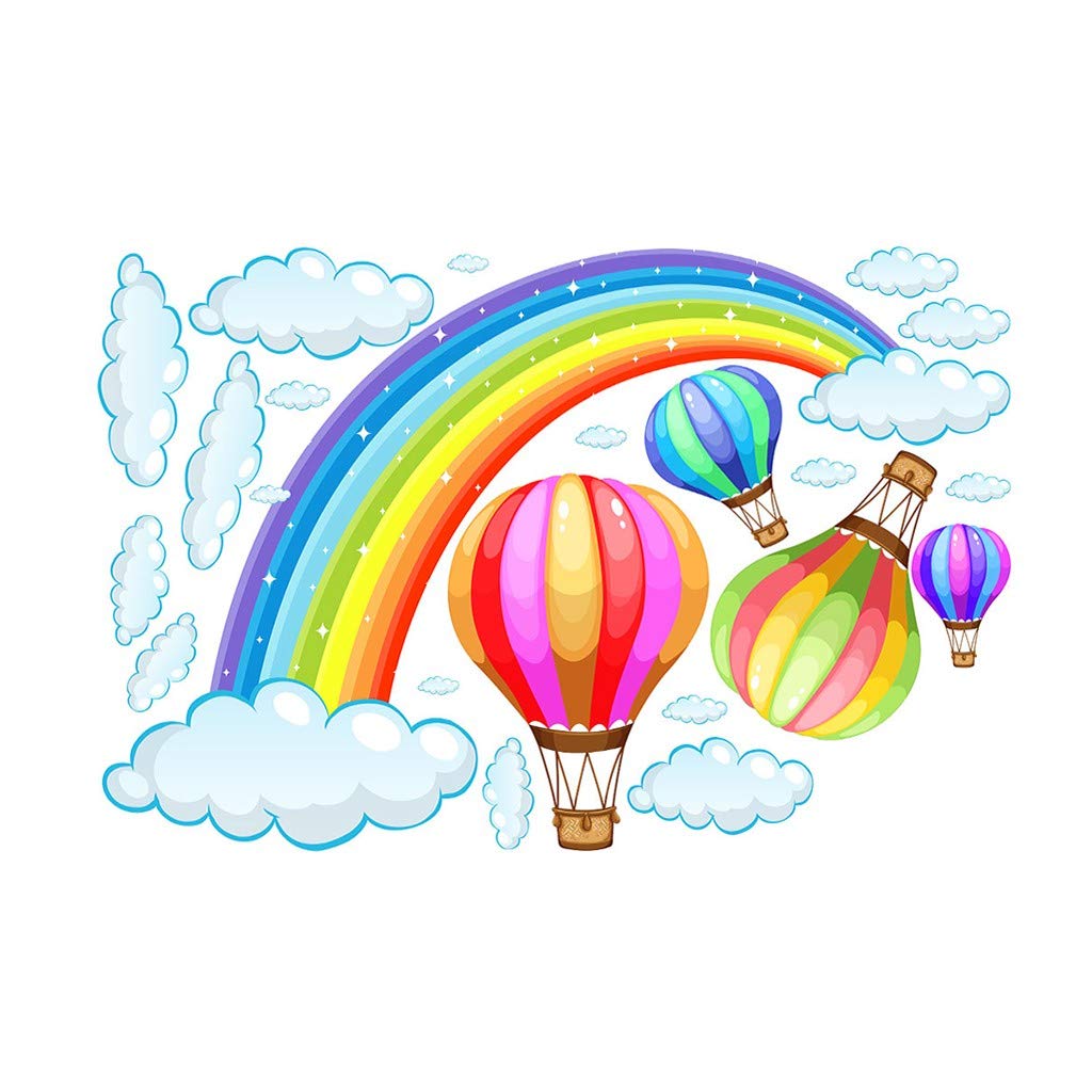 Removable Rainbow Cartoon Wall Stickers - Rose Gold Balloon Home Decor (12 Inch) for Kids Room, Nursery, Birthday Party & Living Room Decoration
