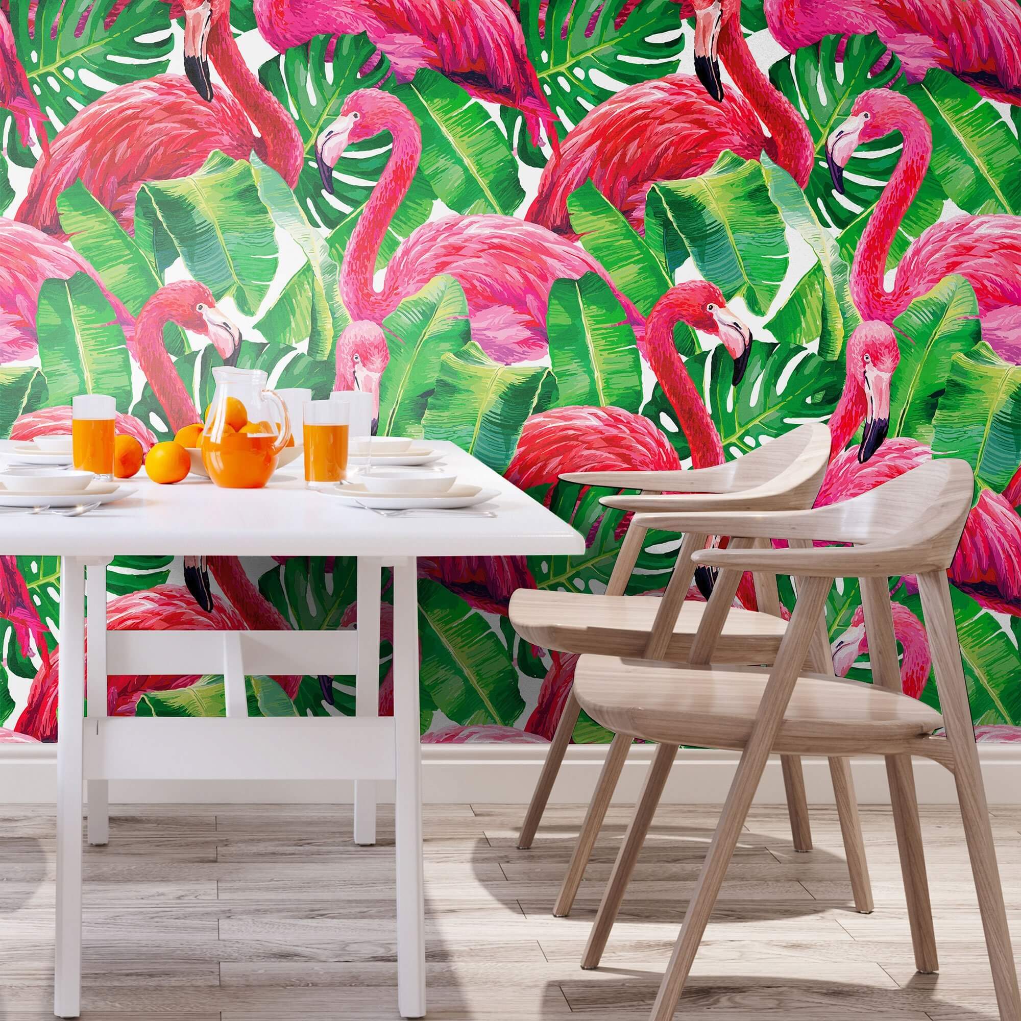 Green and Fuchsia Bird Animal Peel and Stick Removable Wallpaper 3044 - Self-Adhesive Decorative Wallpaper for Nursery, Bedroom, or Living Room Decor