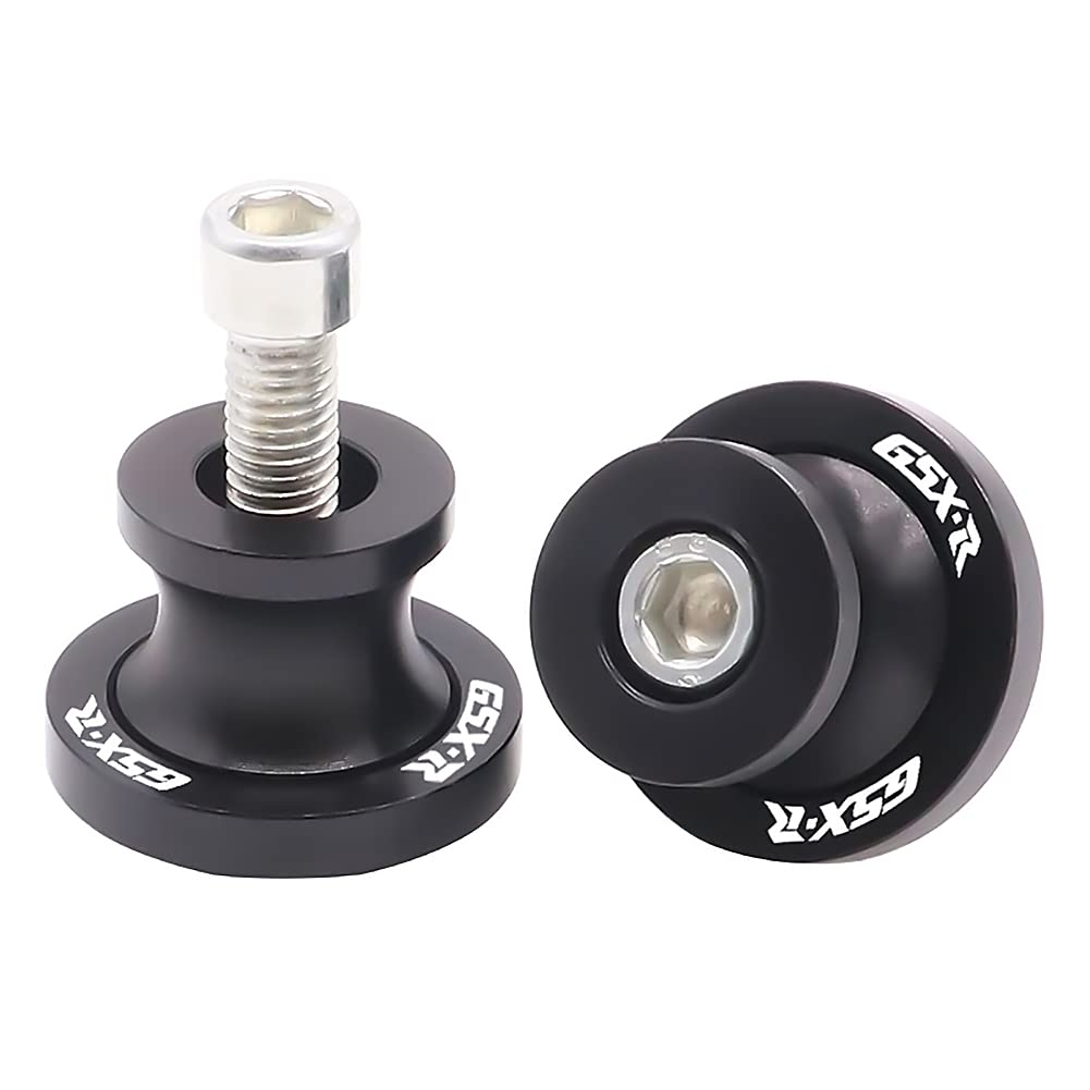 8MM CNC Motorcycle Swing Arm Sliders Spools (2pcs) - Compatible with Suzuki GSXR 125 250 300 600 750 1000 - Black - Perfect for Bike Maintenance & Transport with Swing Arm Stand