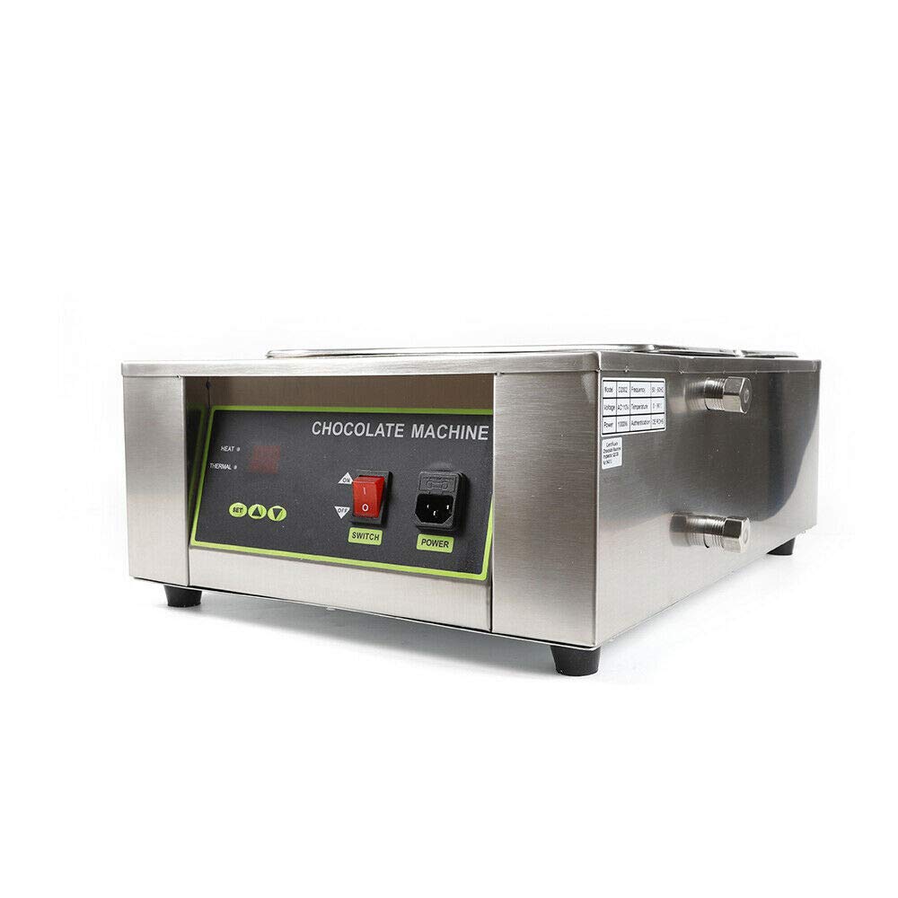 110V 1500W Electric Chocolate Warmer Melter - 10kg Stainless Steel Tempering Pot with 2 Boilers for Chocolate, Butter & Cheese - Perfect for Bakeries, Candy Shops & Home Kitchens (USA Stock)