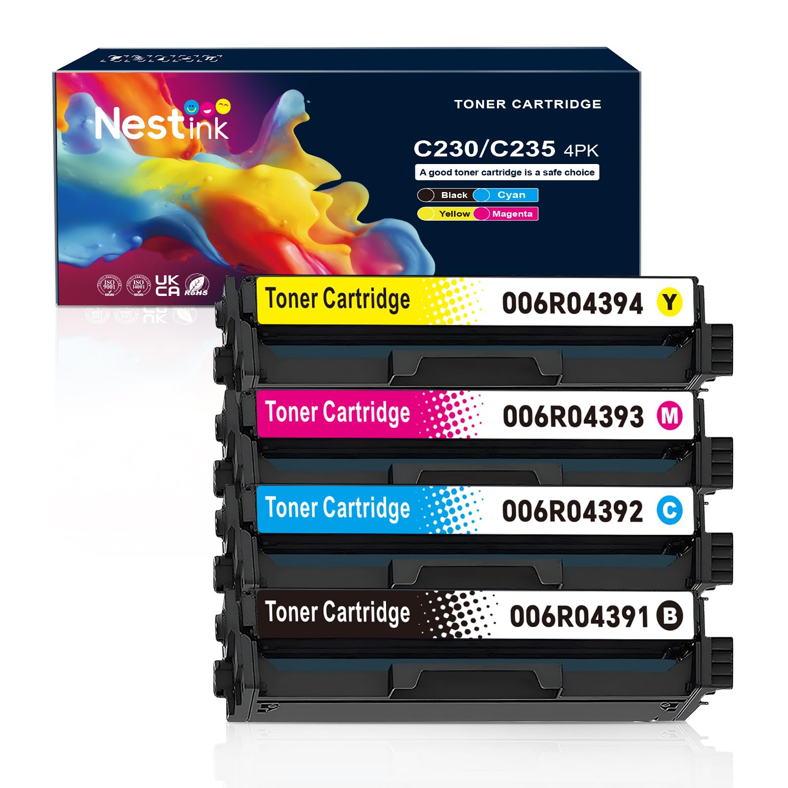High-Yield Xerox C235 Toner Cartridge Replacement - Compatible with Xerox C230/C235/DNI Color Multifunction Printer (Black/Cyan/Magenta/Yellow) - 4500-5500 Page Yield - Models 006R04391/006R04392/006R04393/006R04394 - Perfect for Office Printing & High Volume Document Reproduction